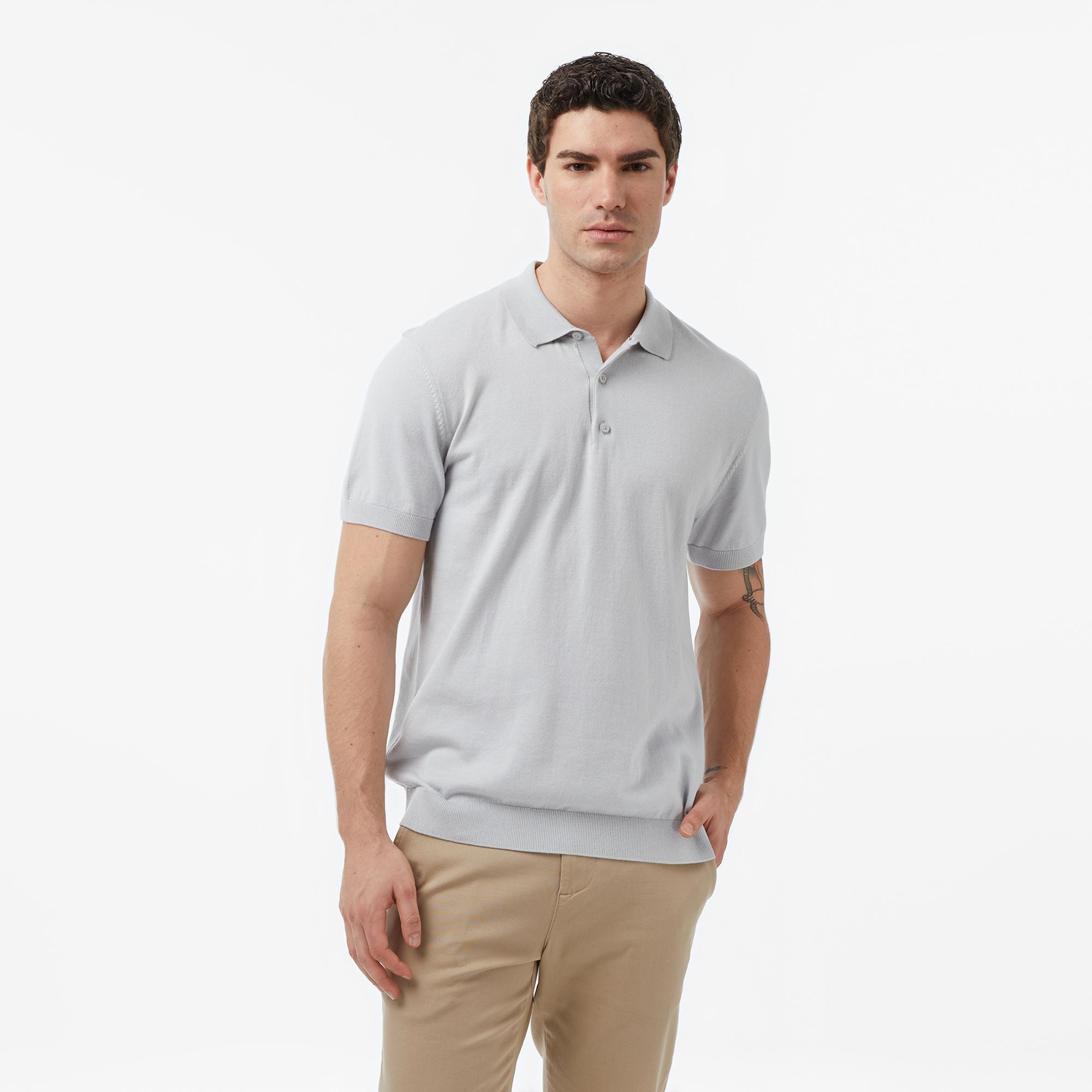 Nautica Erkek Gri Regular Fit Kısa Kollu Triko