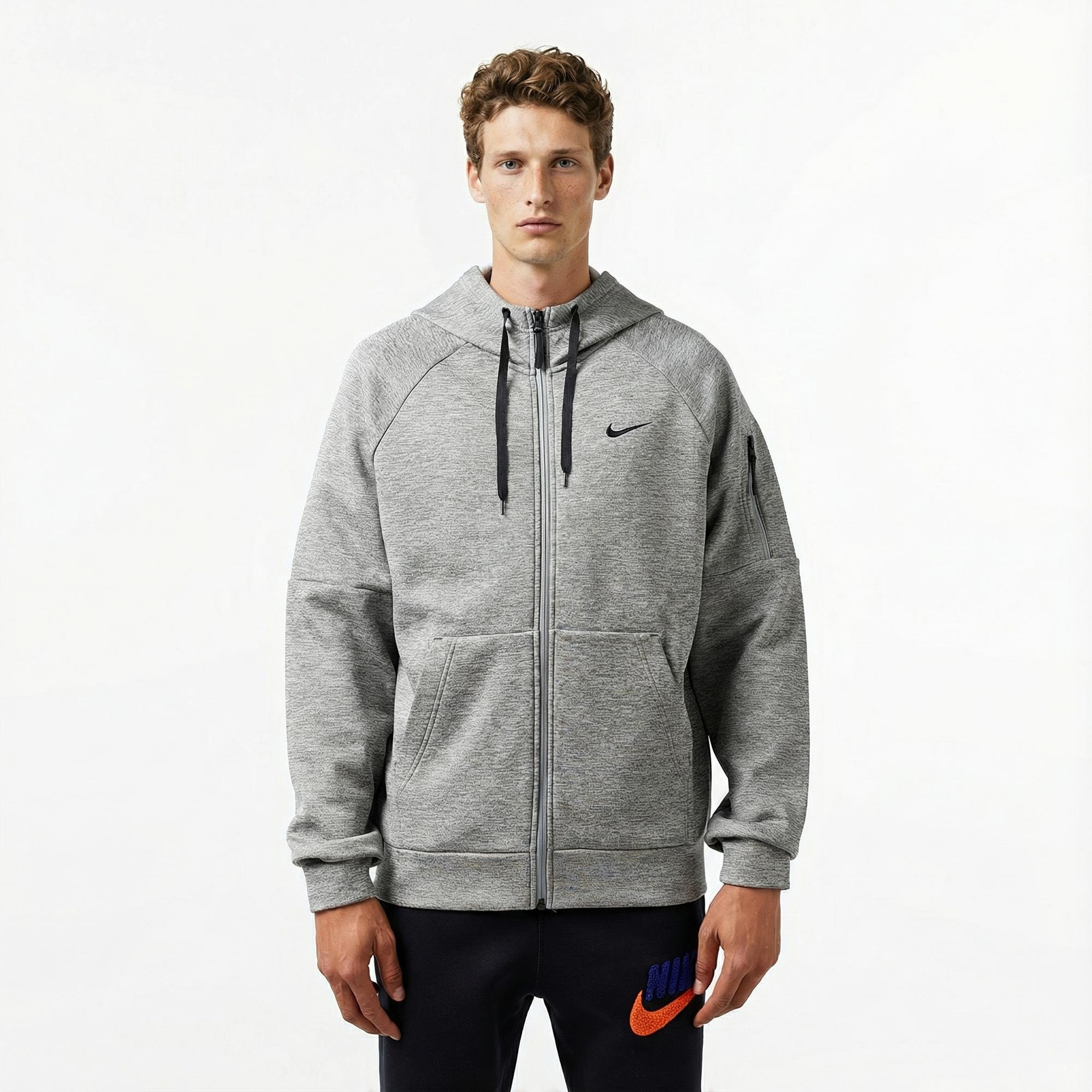 Nike Therma-Fit Full-Zip Erkek Gri Hoodie