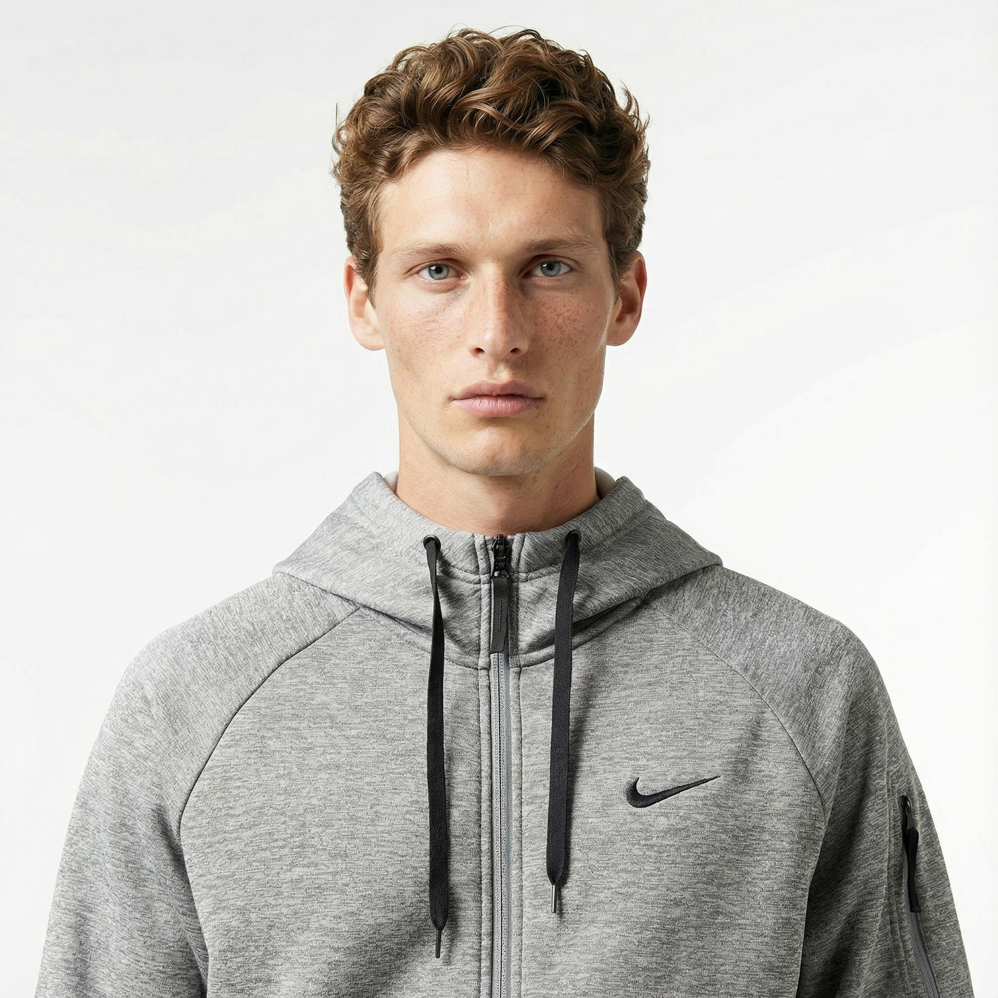 Nike Therma-Fit Full-Zip Erkek Gri Hoodie
