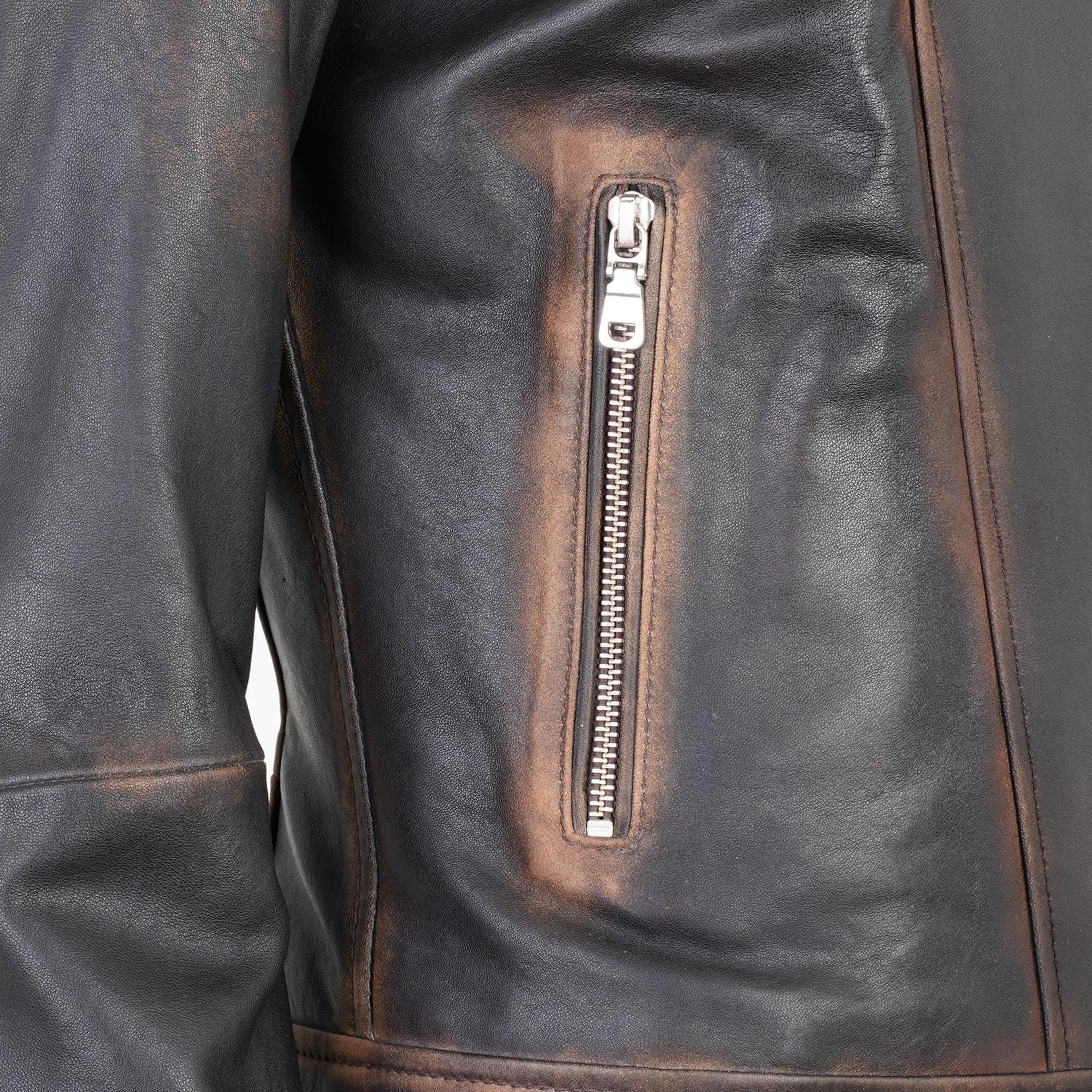 Benvolio Kahve Kadın Vintage Biker Deri Ceket