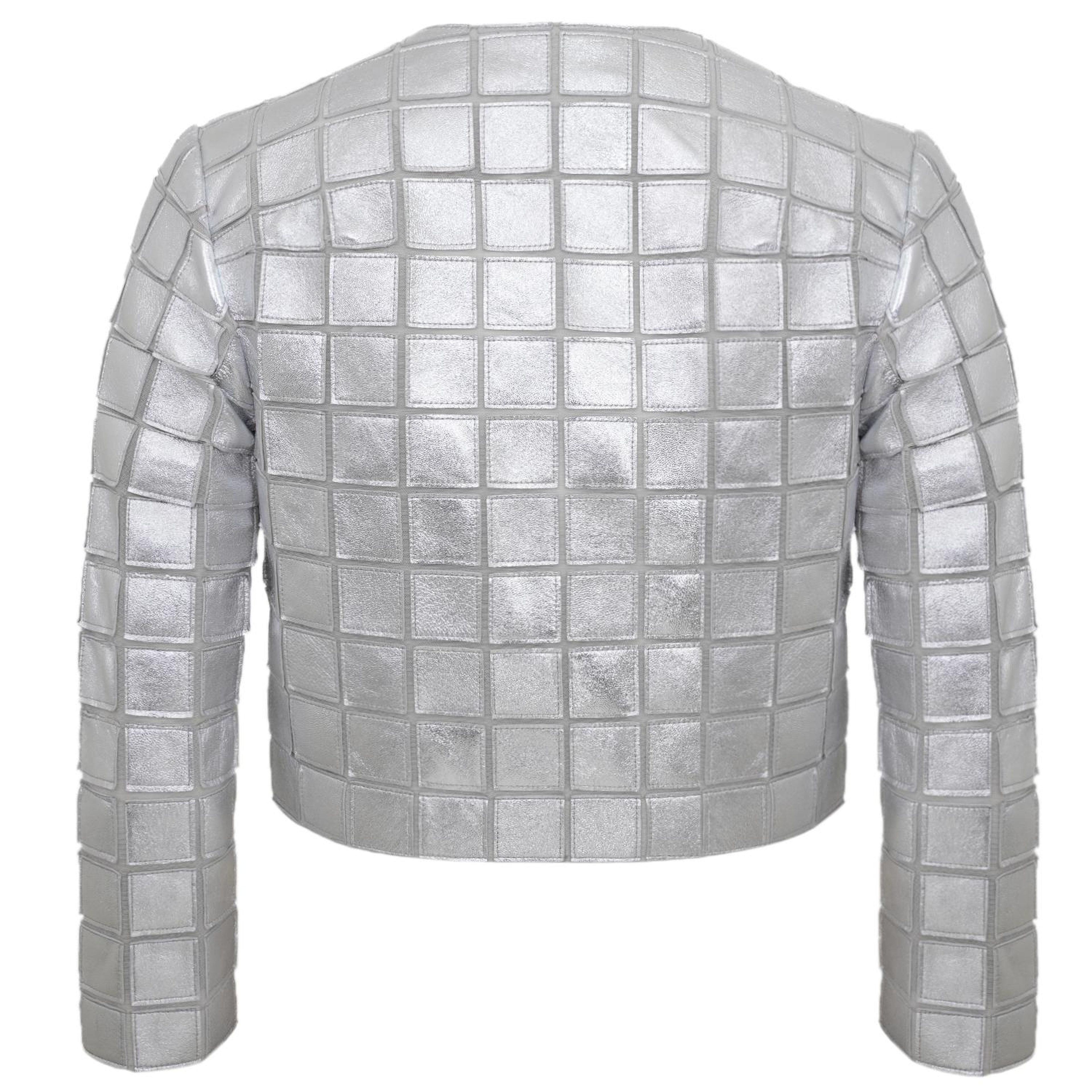 Terra Gümüş Kadın Panelli Deri Ceket