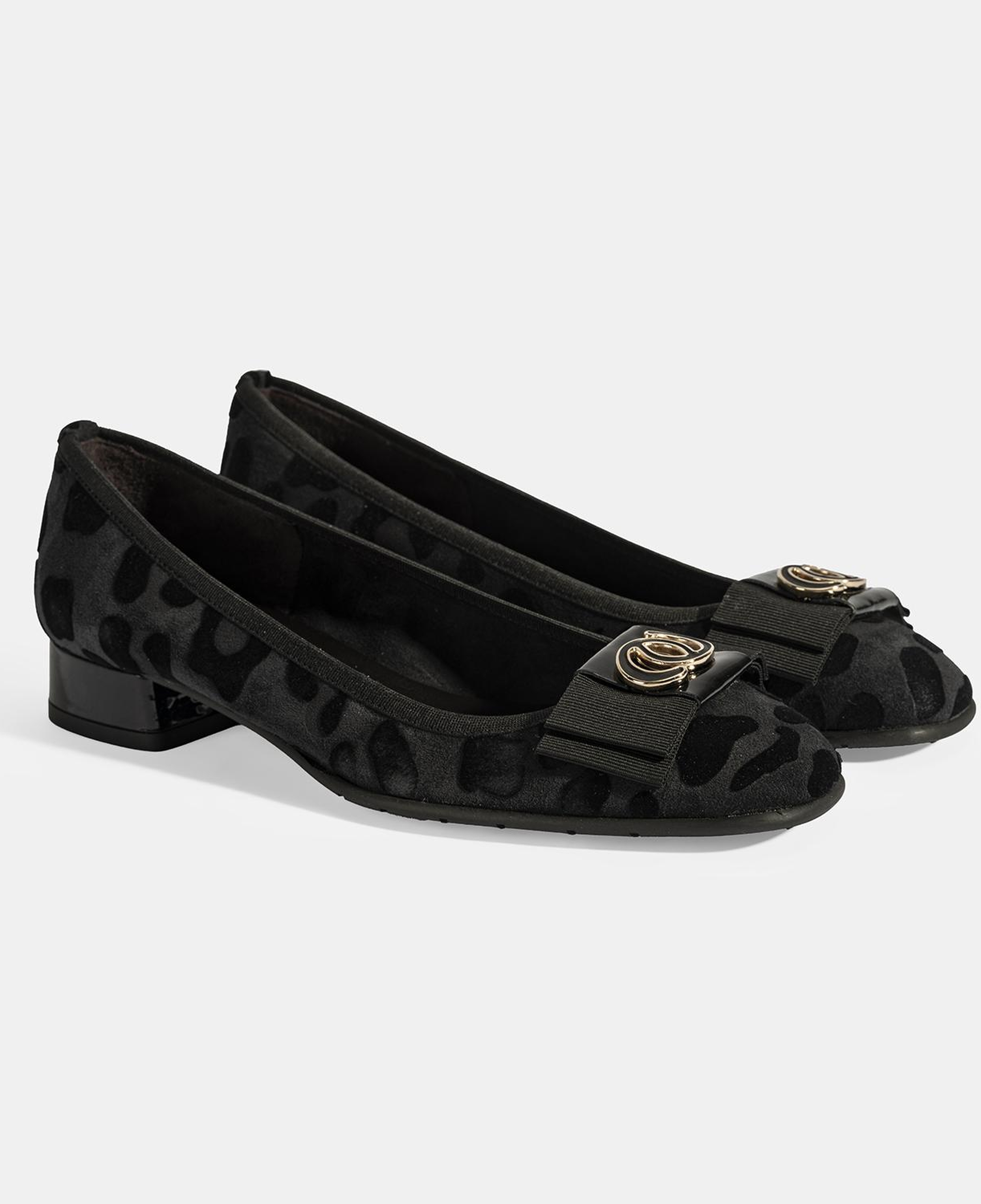 Luca Grossi Kadın Siyah Leopar Toka Detaylı Süet Babet