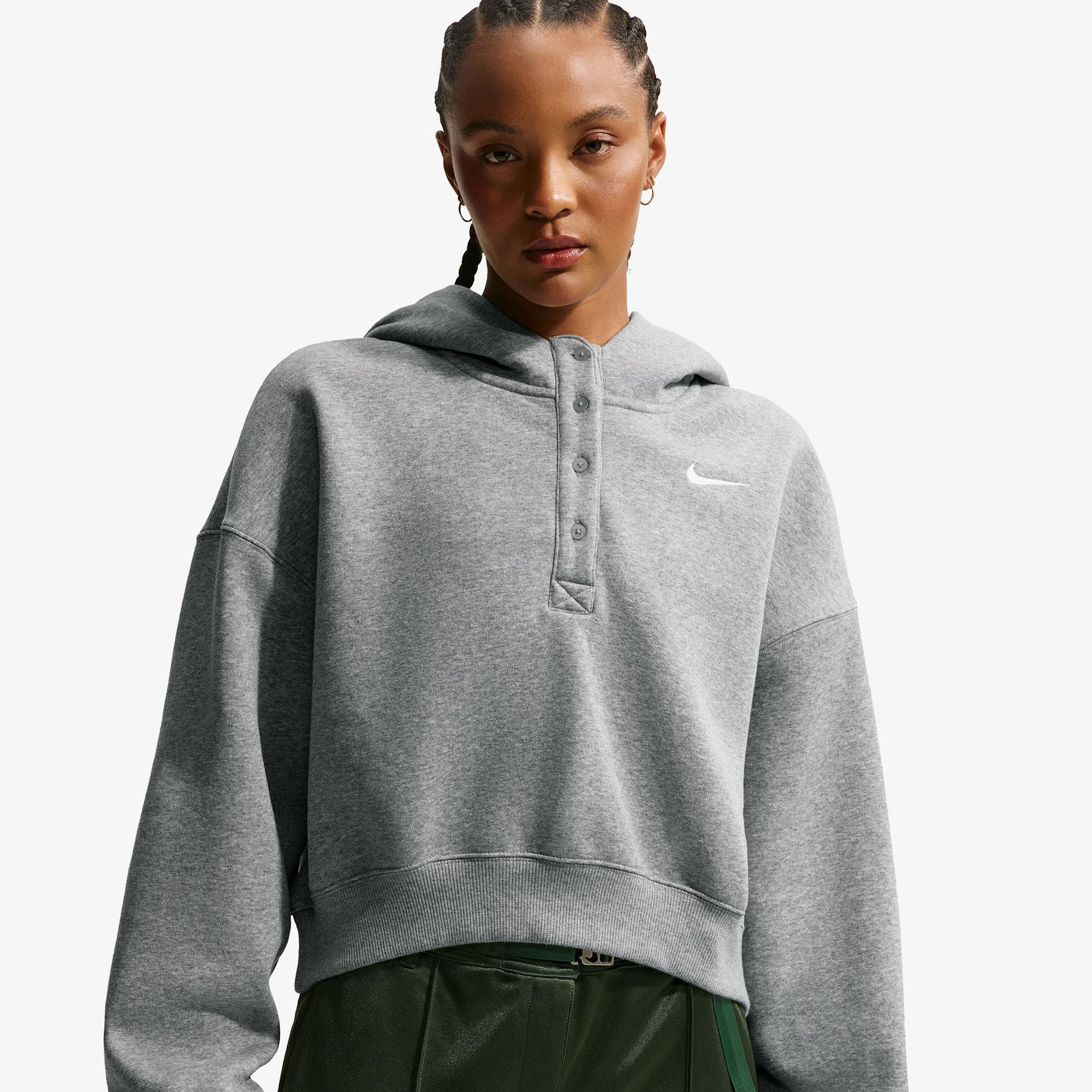 Nike Sportswear Phoenix Fleece Kadın Gri Hoodie