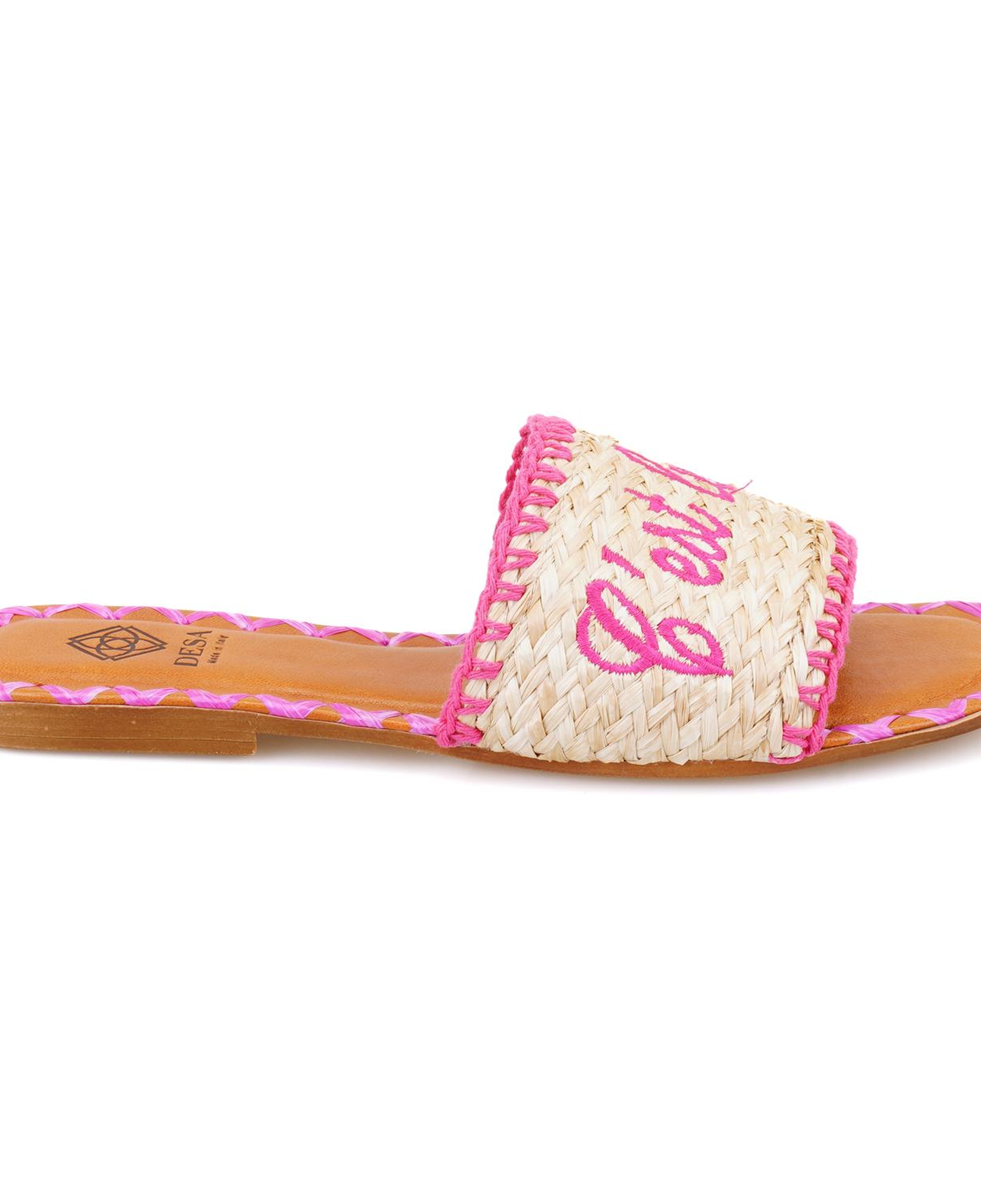 Kadın Pembe Hasır Örgülü Terlik