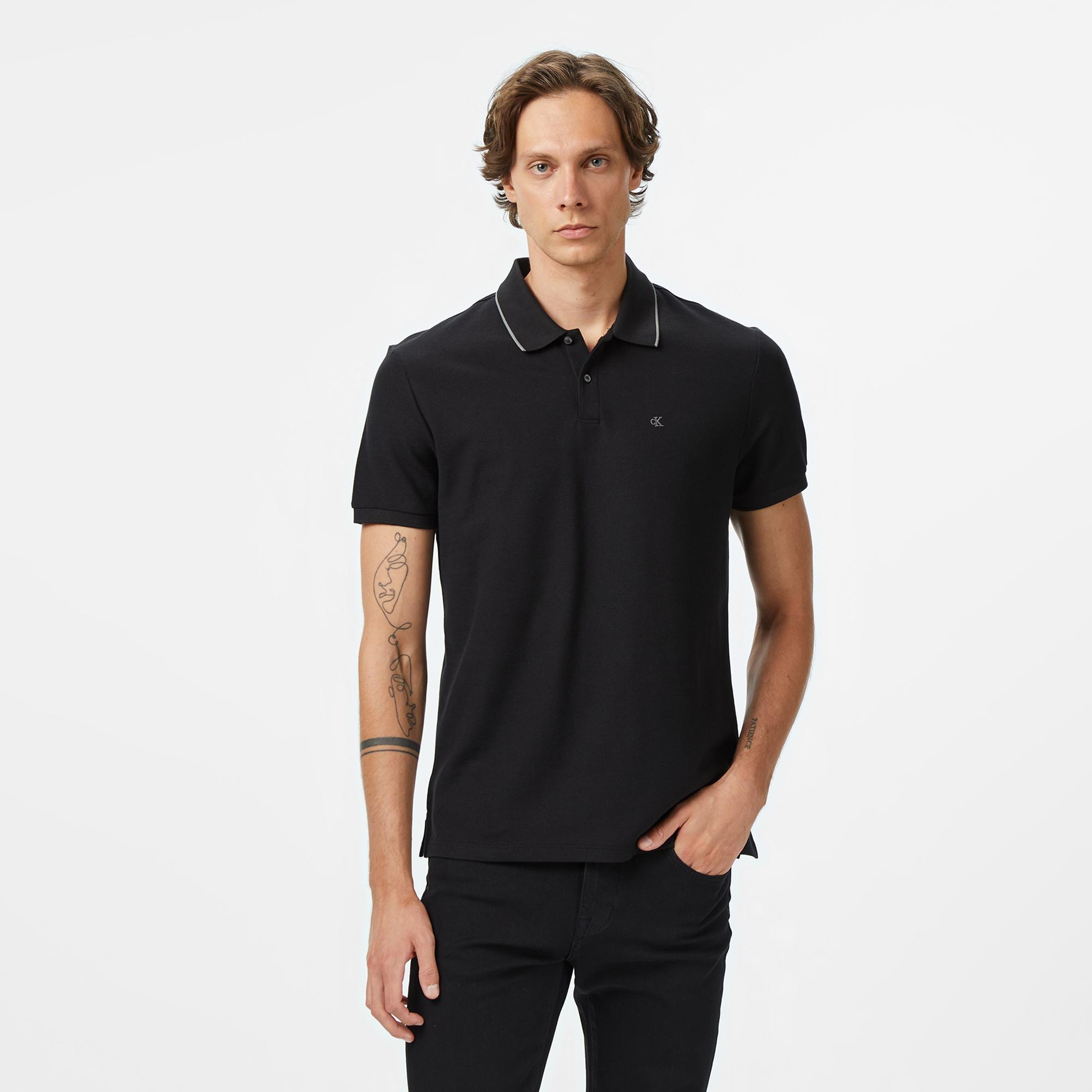 Calvin Klein Refined Pique Tipped Classic Erkek Siyah Polo