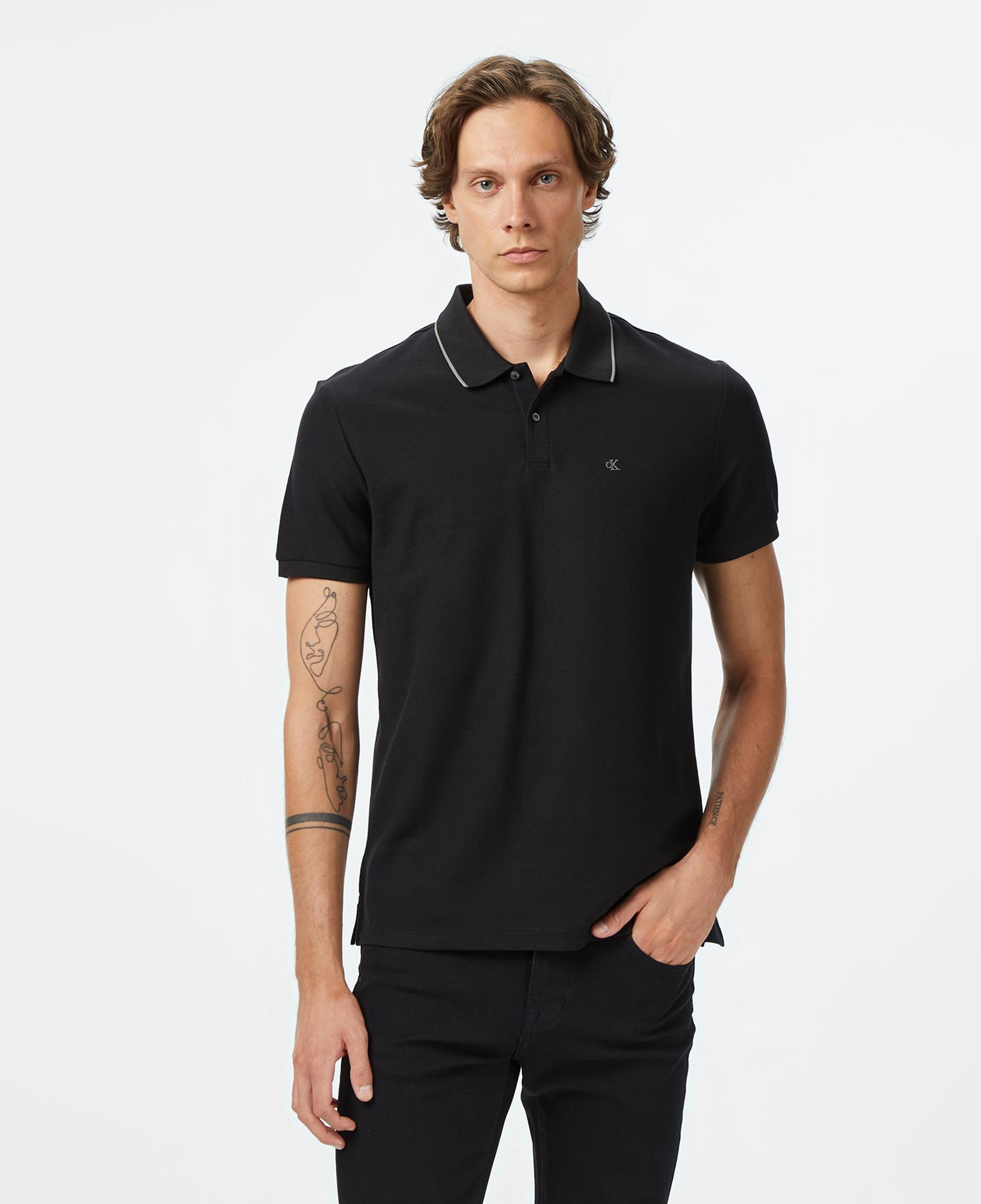 Calvin Klein Refined Pique Tipped Classic Erkek Siyah Polo