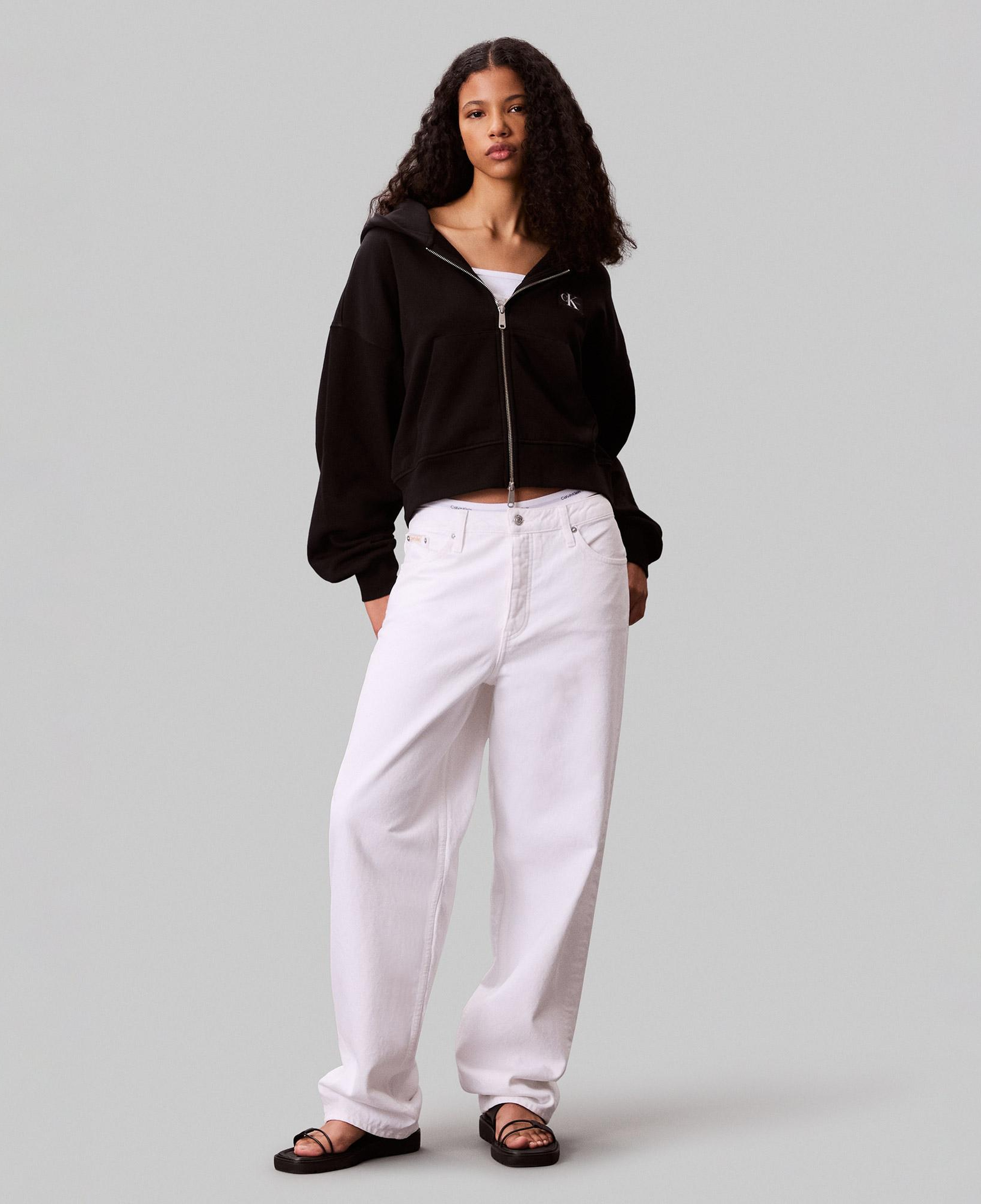 Calvin Klein French Terry Badge Logo Kadın Siyah Sweatshirt