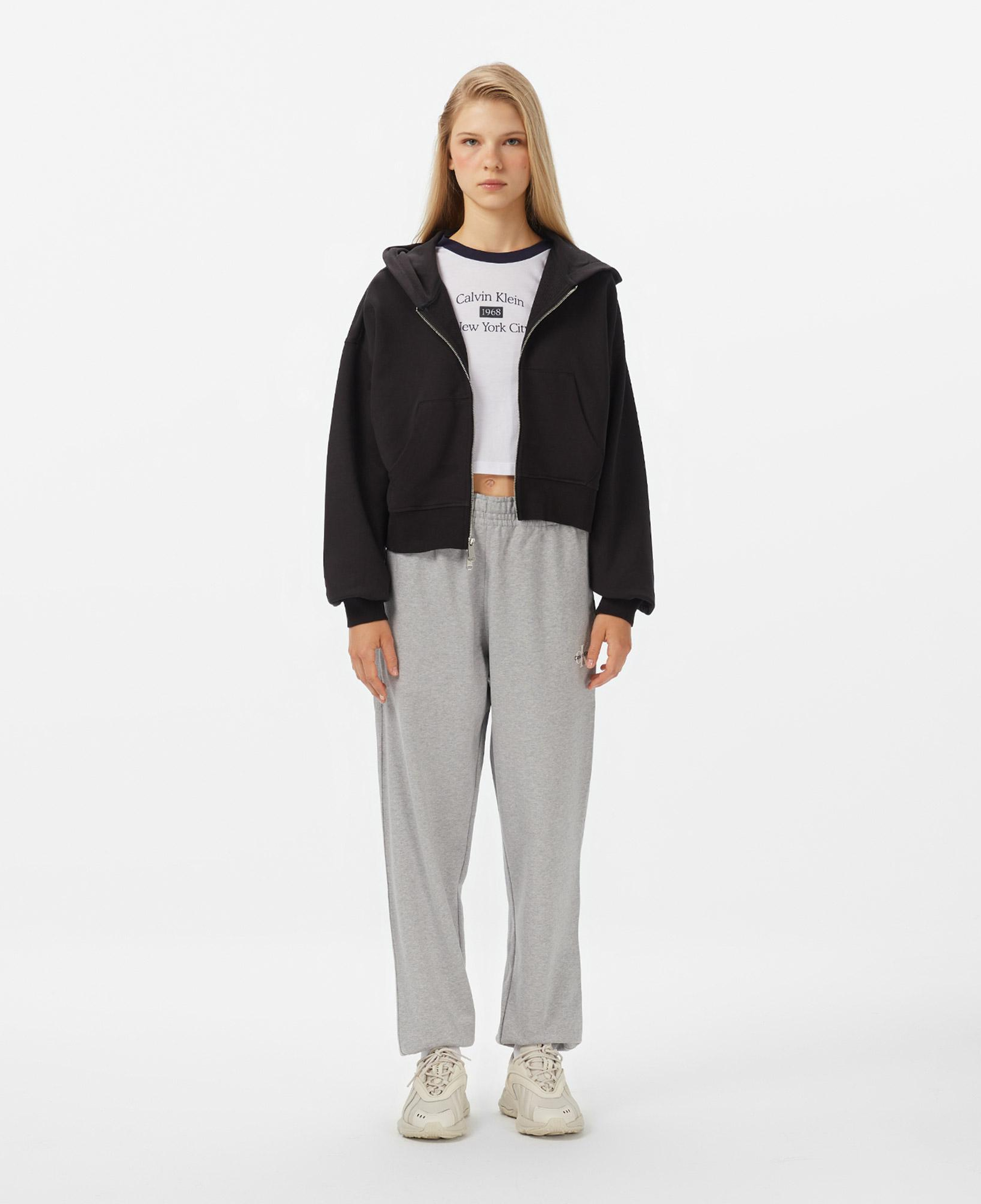 Calvin Klein French Terry Badge Logo Kadın Siyah Sweatshirt