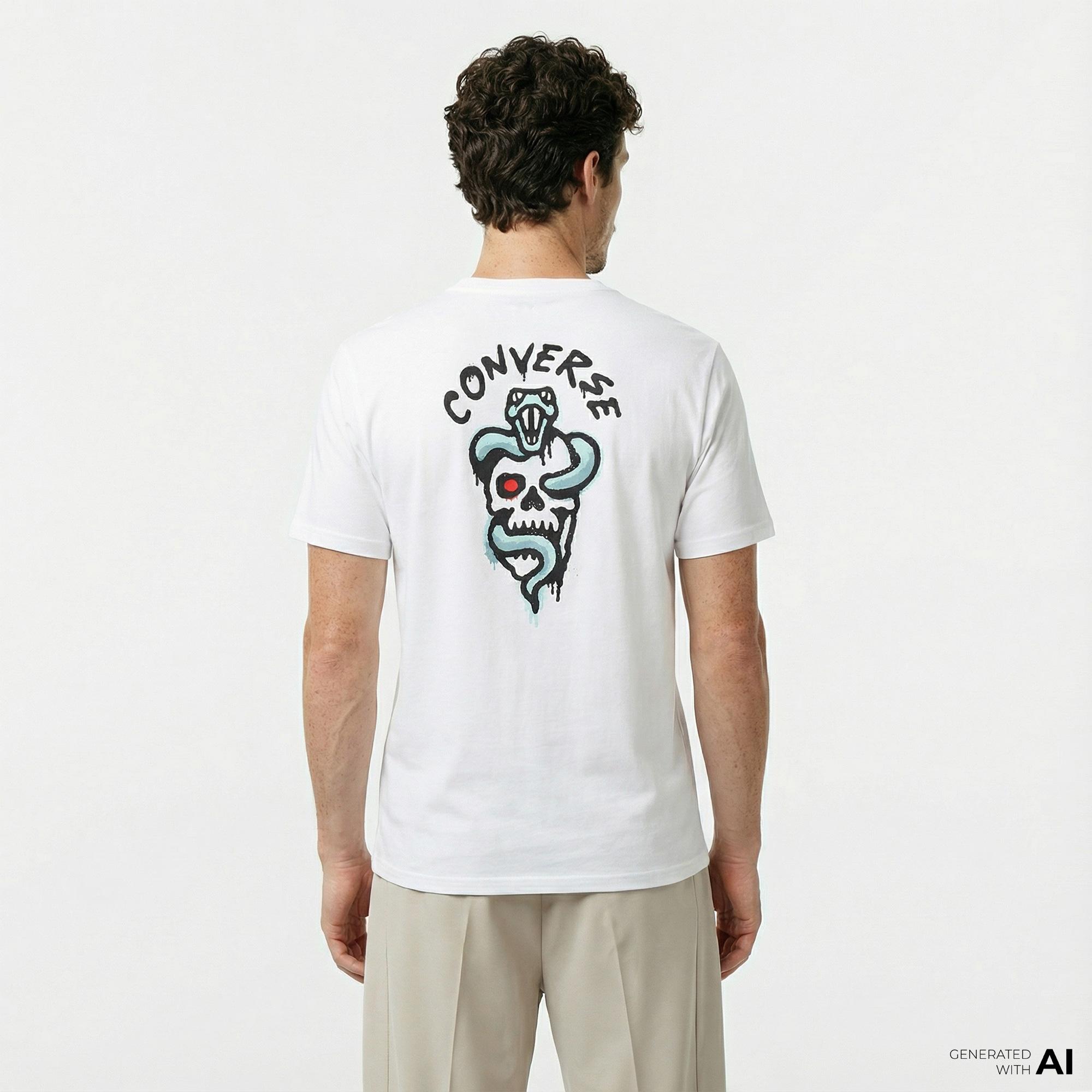 Converse Erkek Baskılı Beyaz T-Shirt