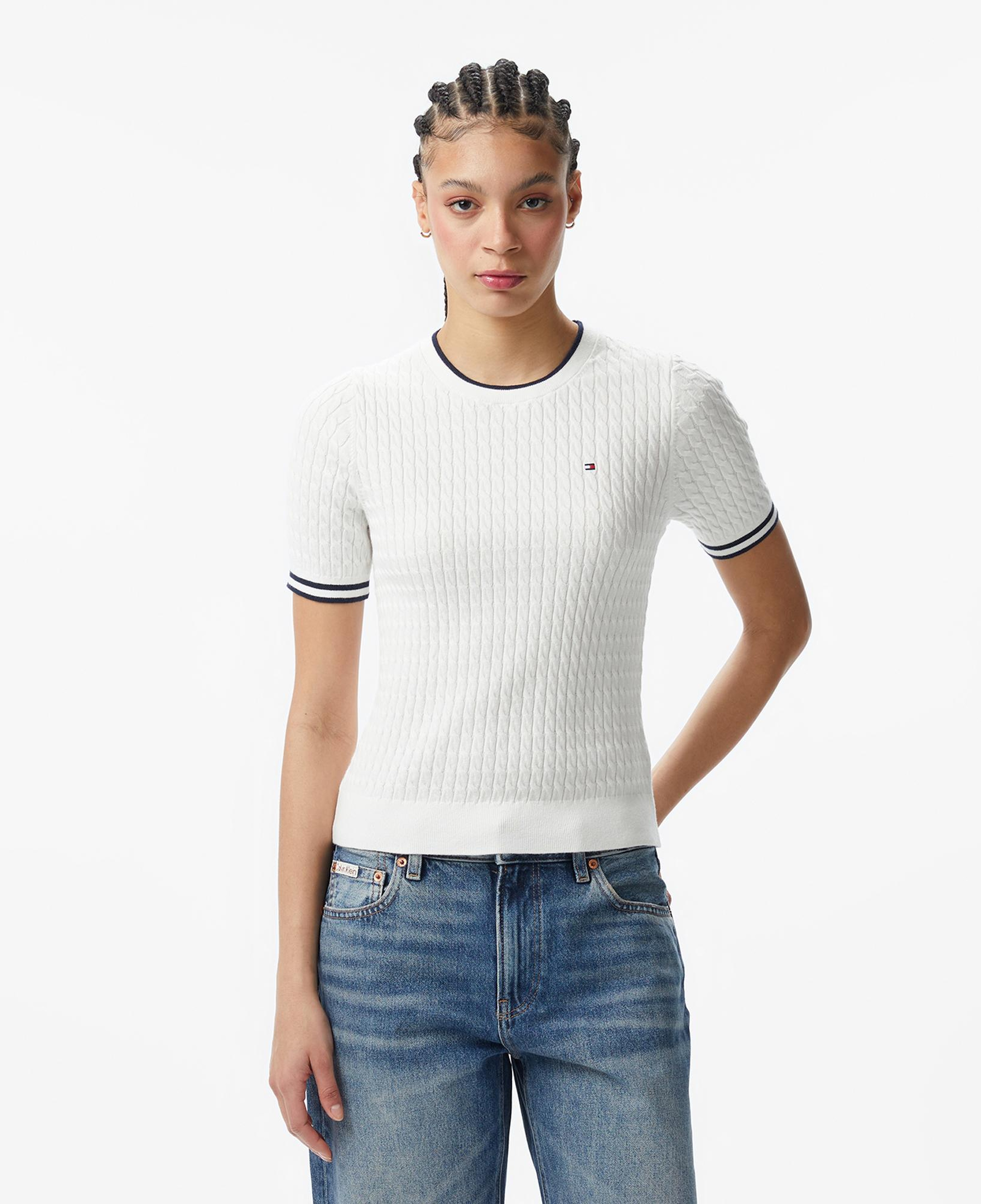 Tommy Hilfiger Cable Fine Kadın Beyaz Triko