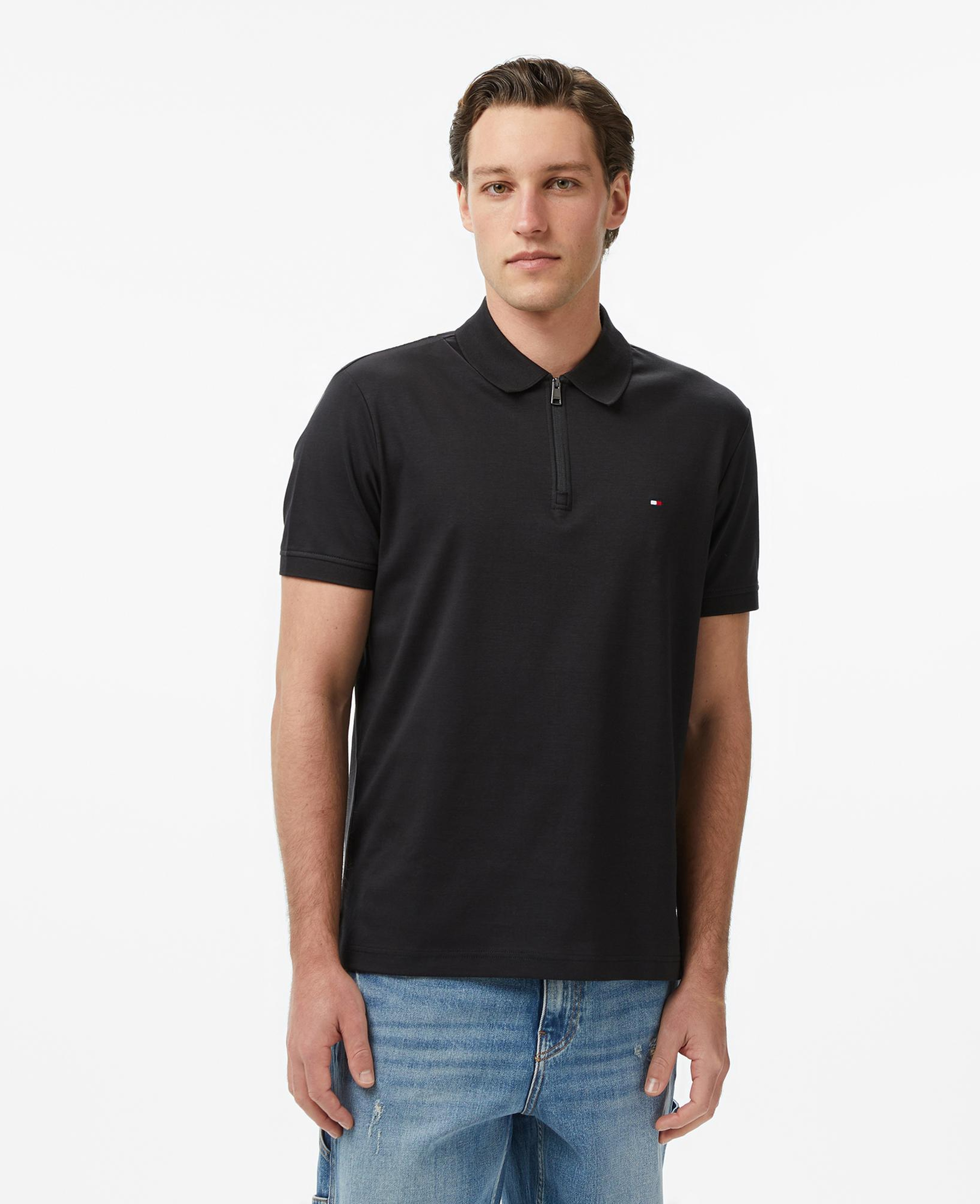Tommy Hilfiger Elevated Essentials Erkek Siyah Polo Yaka T-Shirt