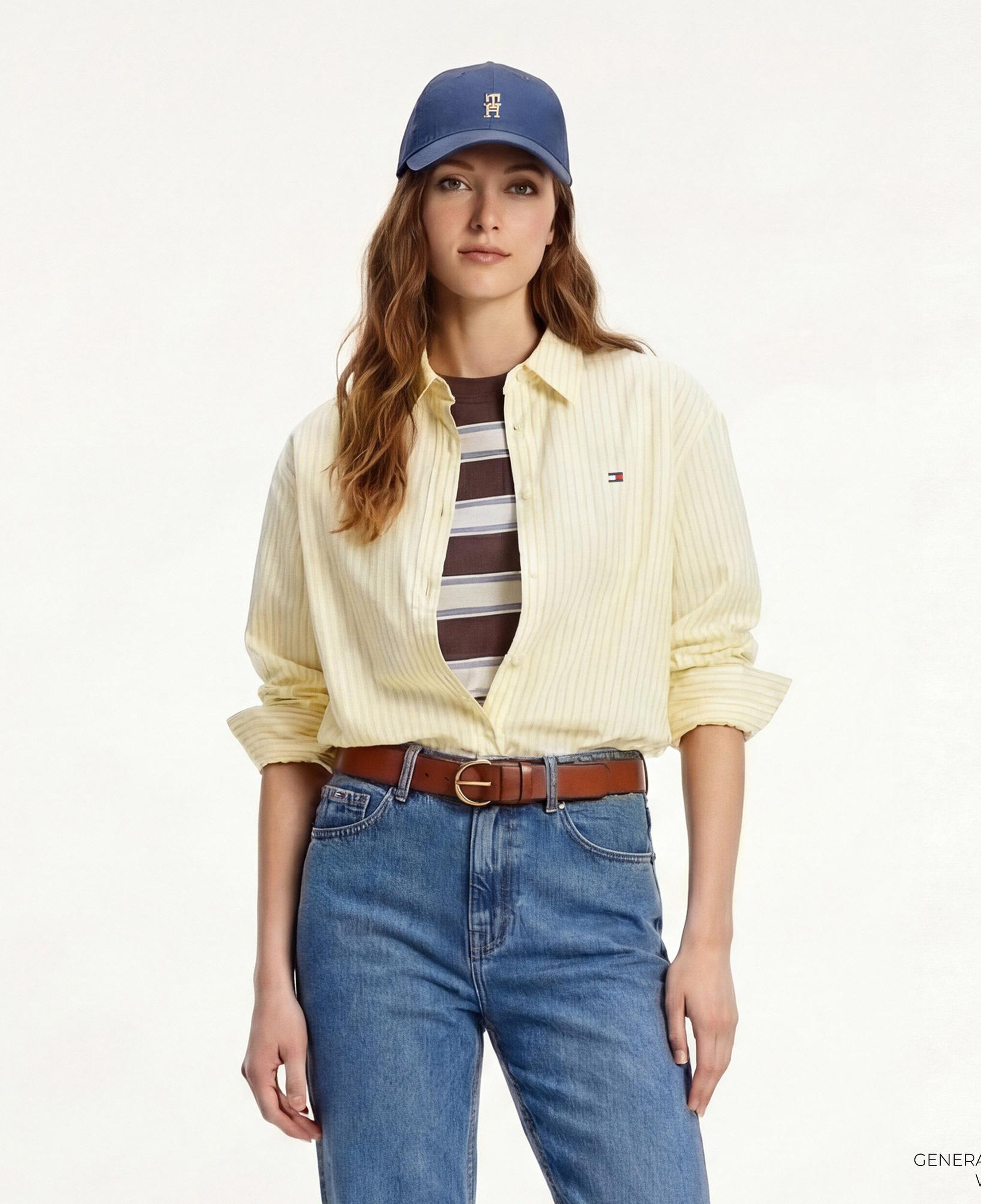 Tommy Hilfiger Essentials Poplin Kadın Sarı Gömlek