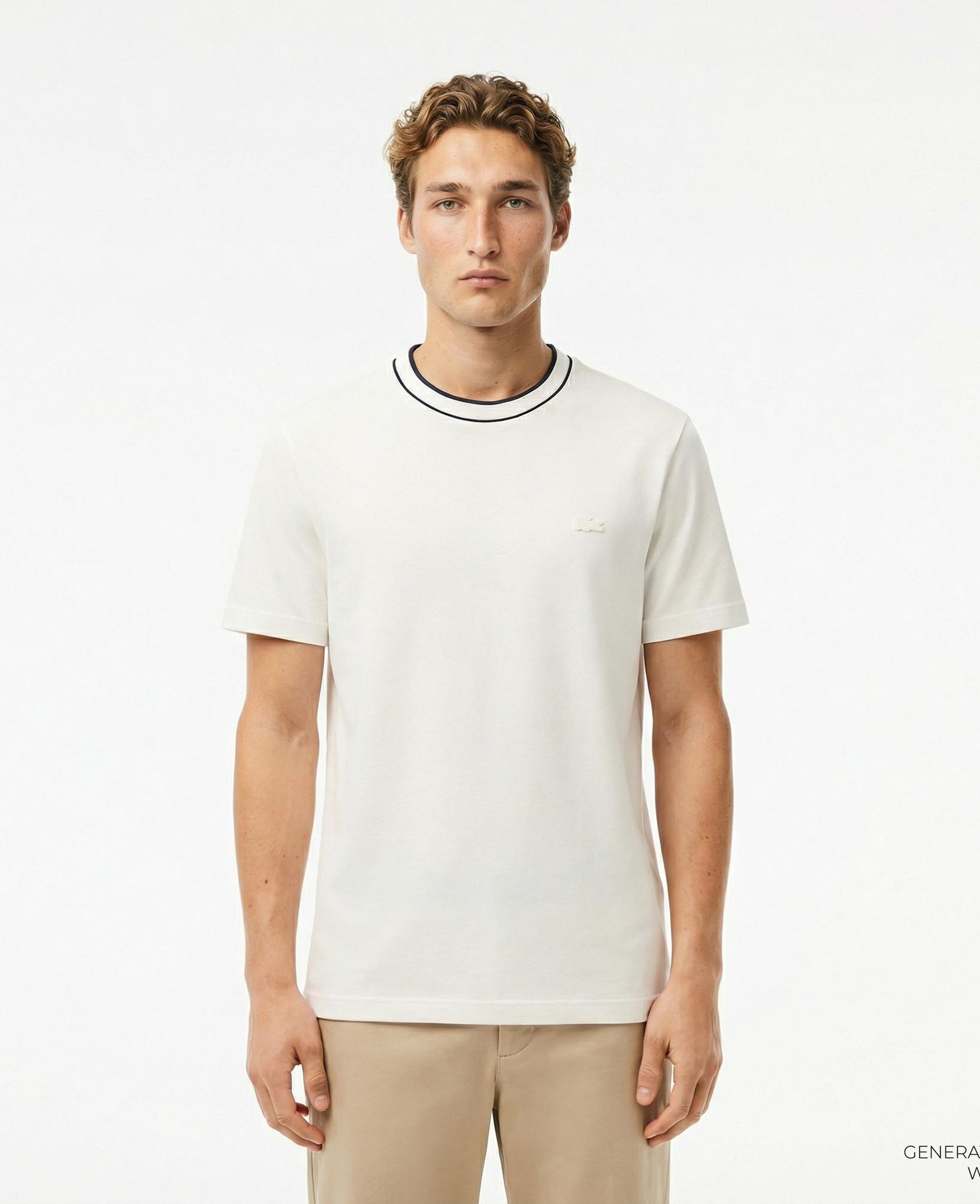 Lacoste Erkek Regular Fit Bisiklet Yaka Beyaz T-Shirt