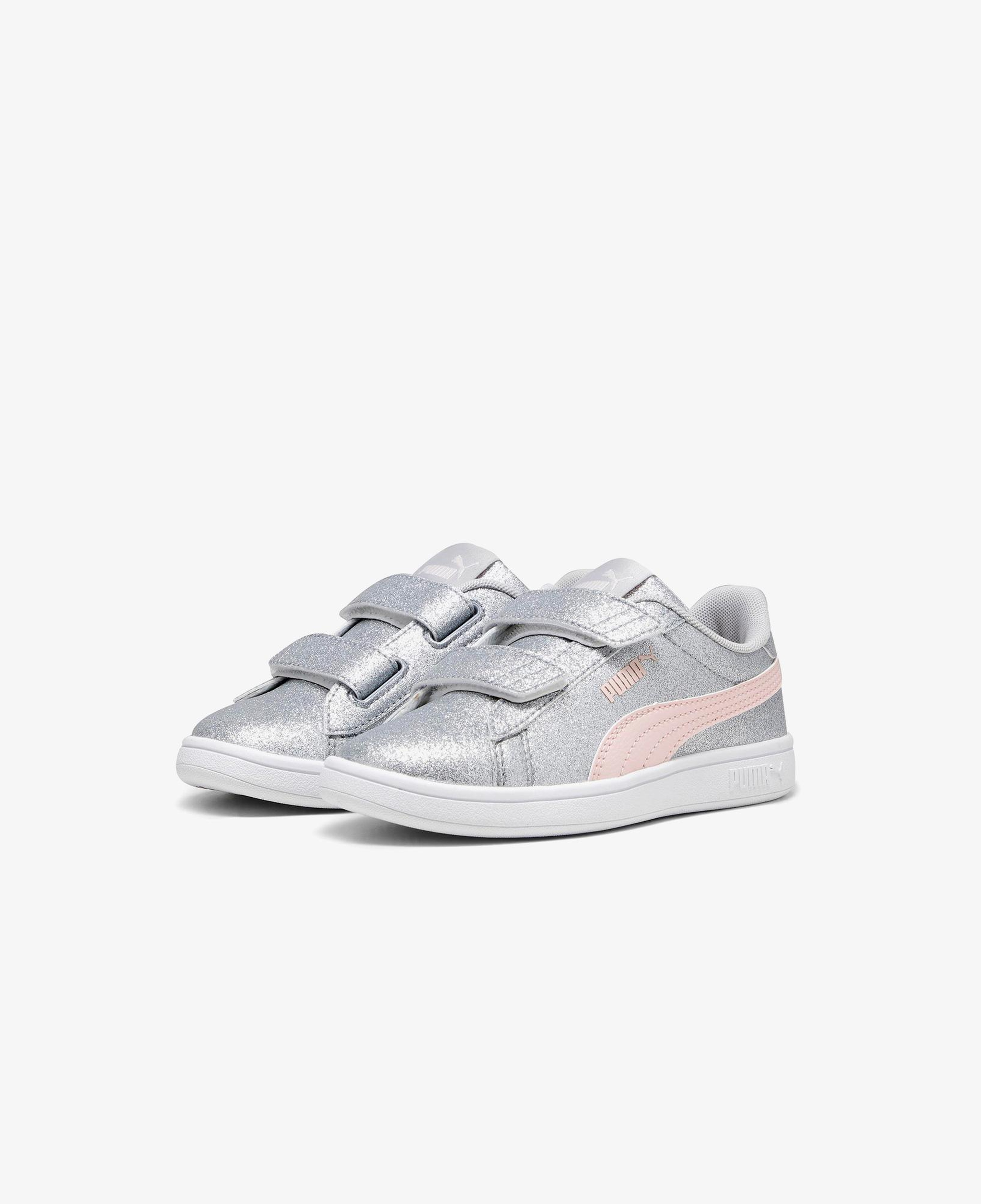 Puma Smash 3.0 Gliz Glam V PS Çocuk Gri Spor Ayakkabı