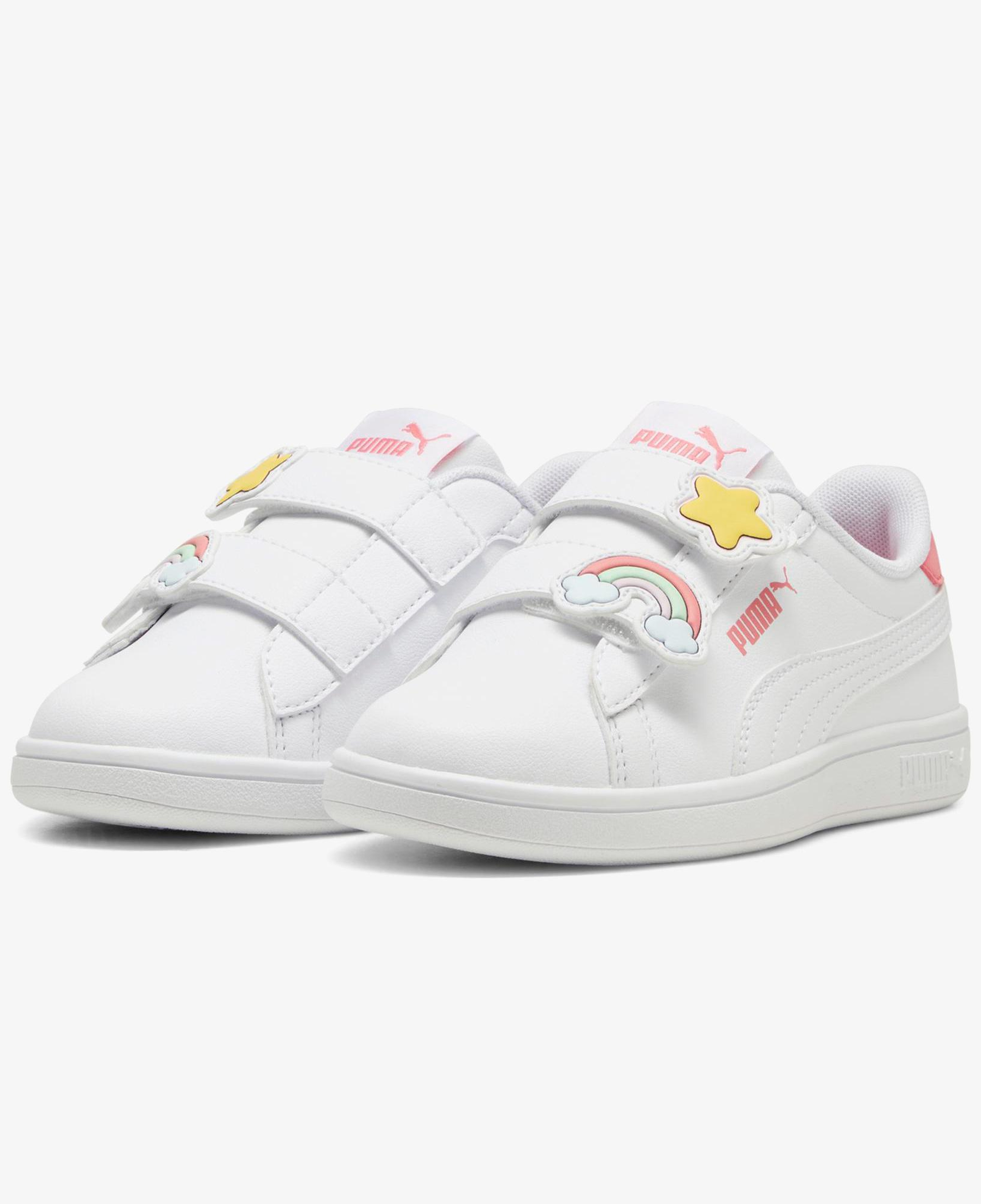 Puma Smash 3.0 Badges V PS Çocuk Beyaz Spor Ayakkabı