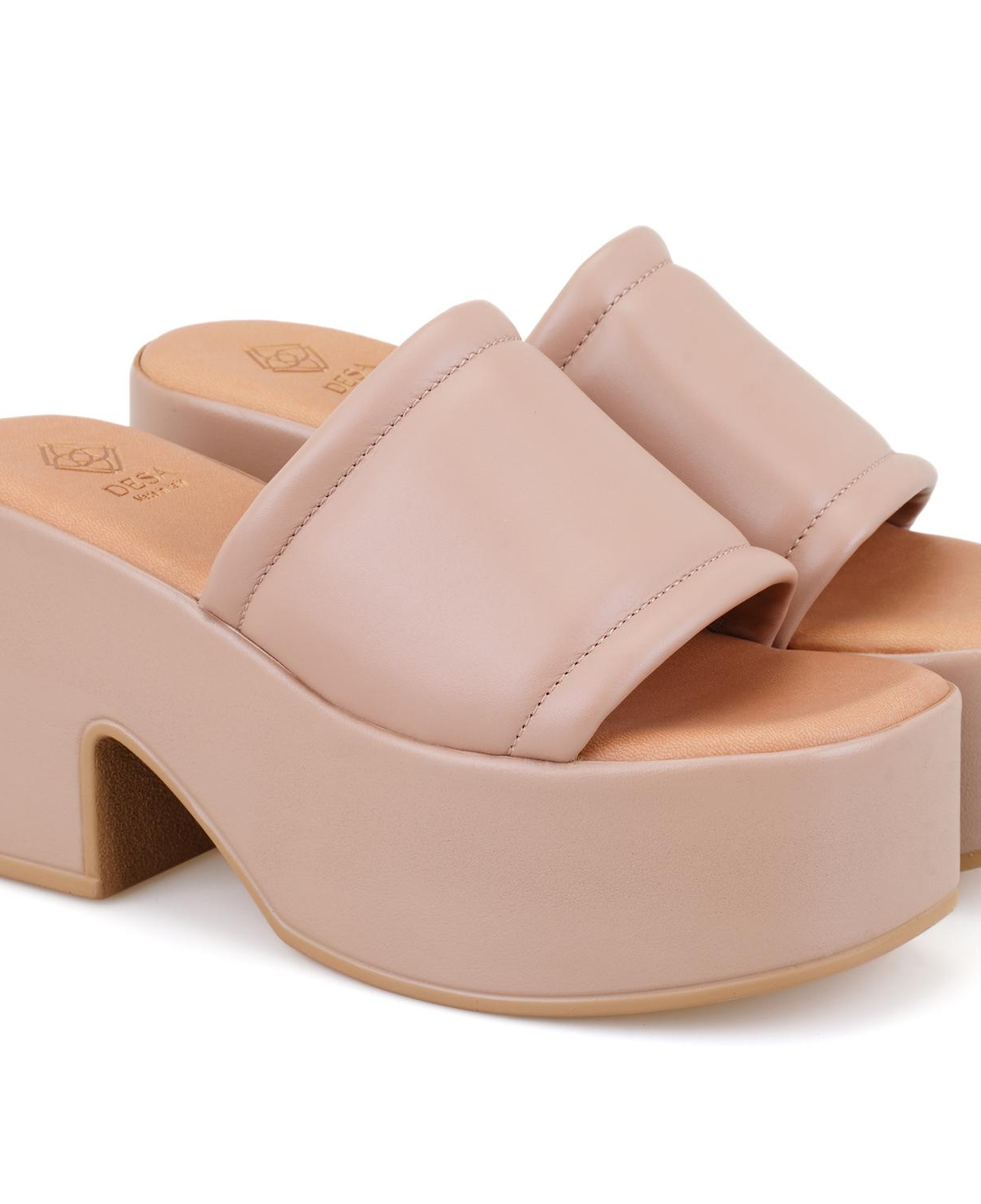 Kadın Pembe Kalın Topuklu Deri Terlik