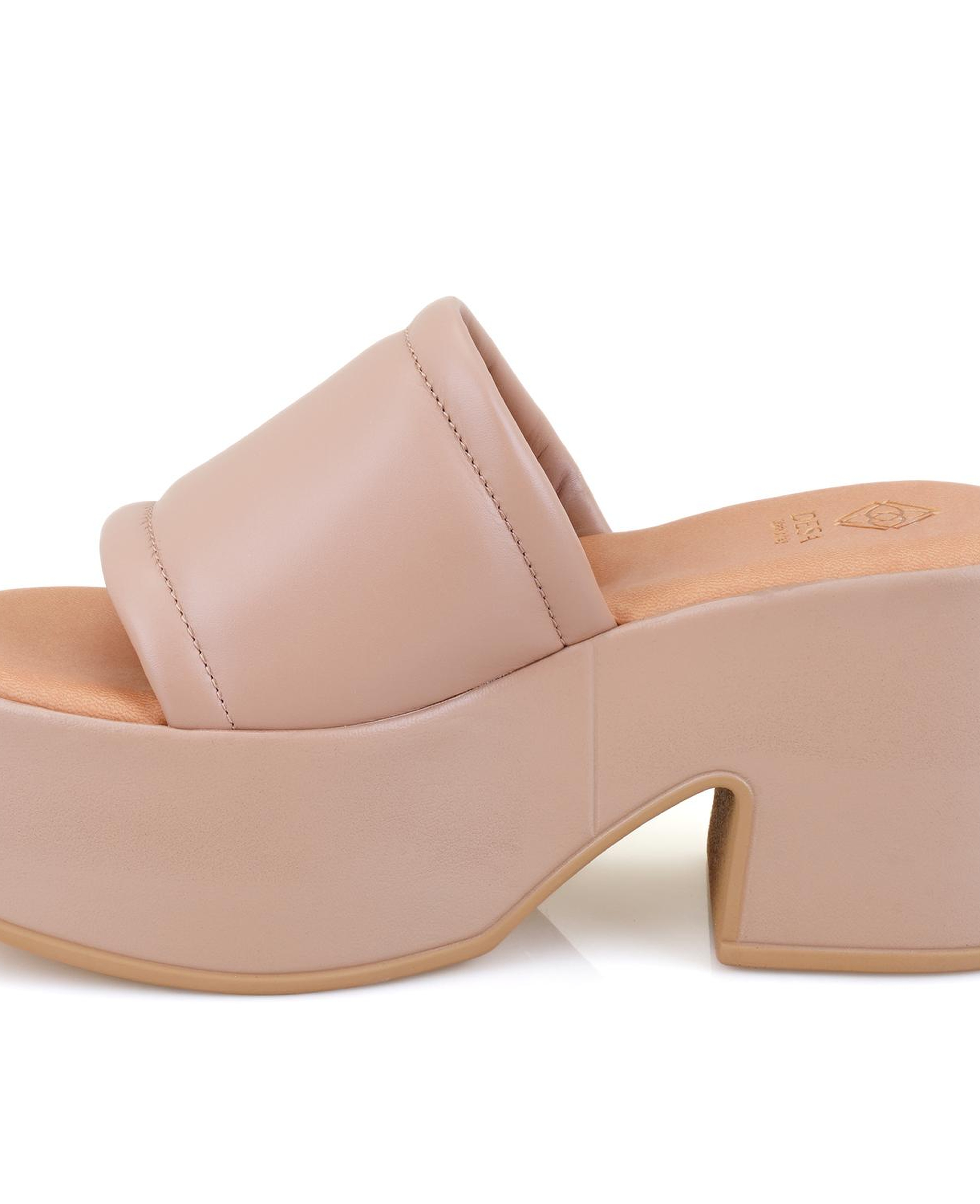 Kadın Pembe Kalın Topuklu Deri Terlik
