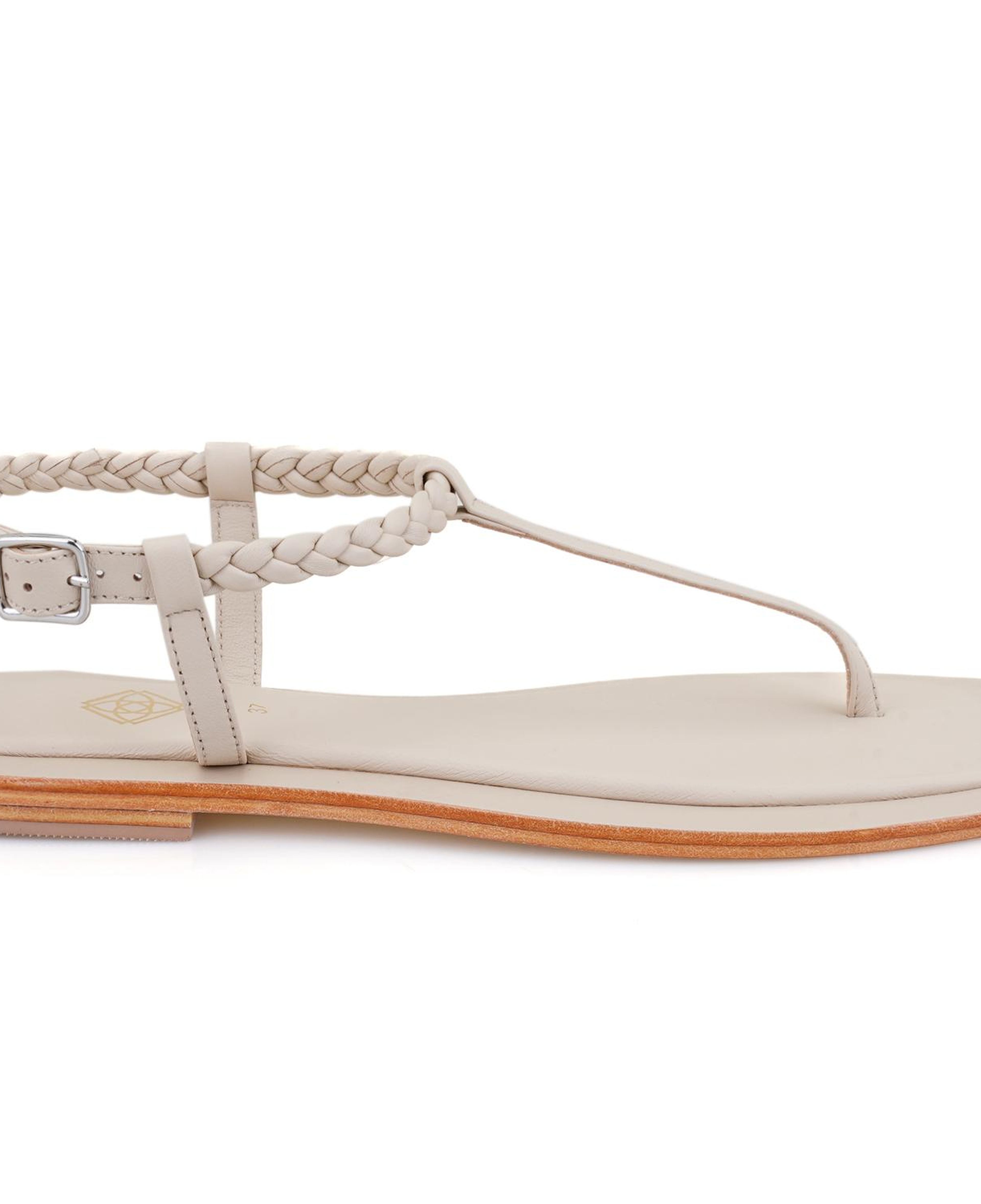 Kadın Beyaz Ayarlanabilir Tokalı Deri Sandalet