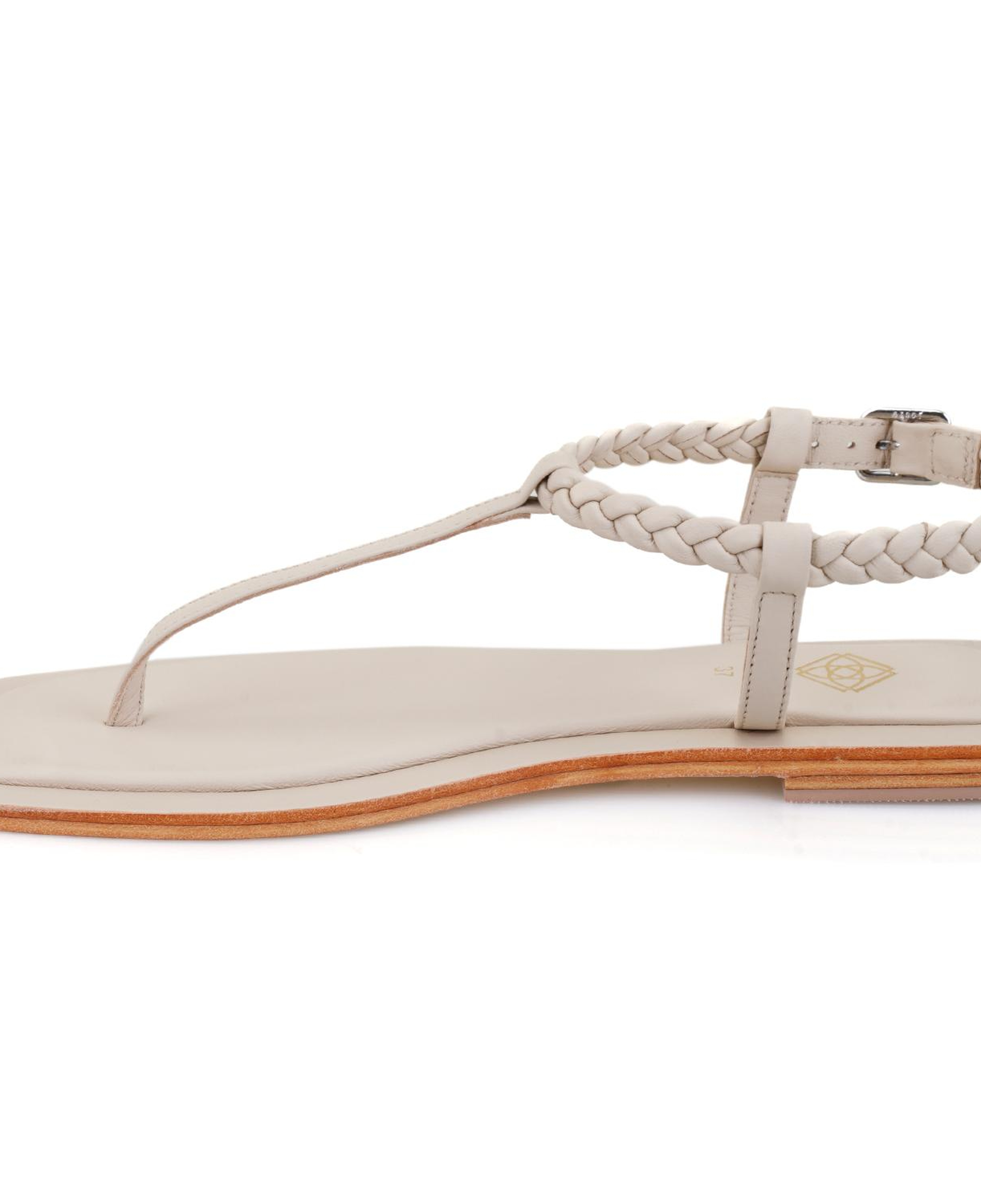 Kadın Beyaz Ayarlanabilir Tokalı Deri Sandalet