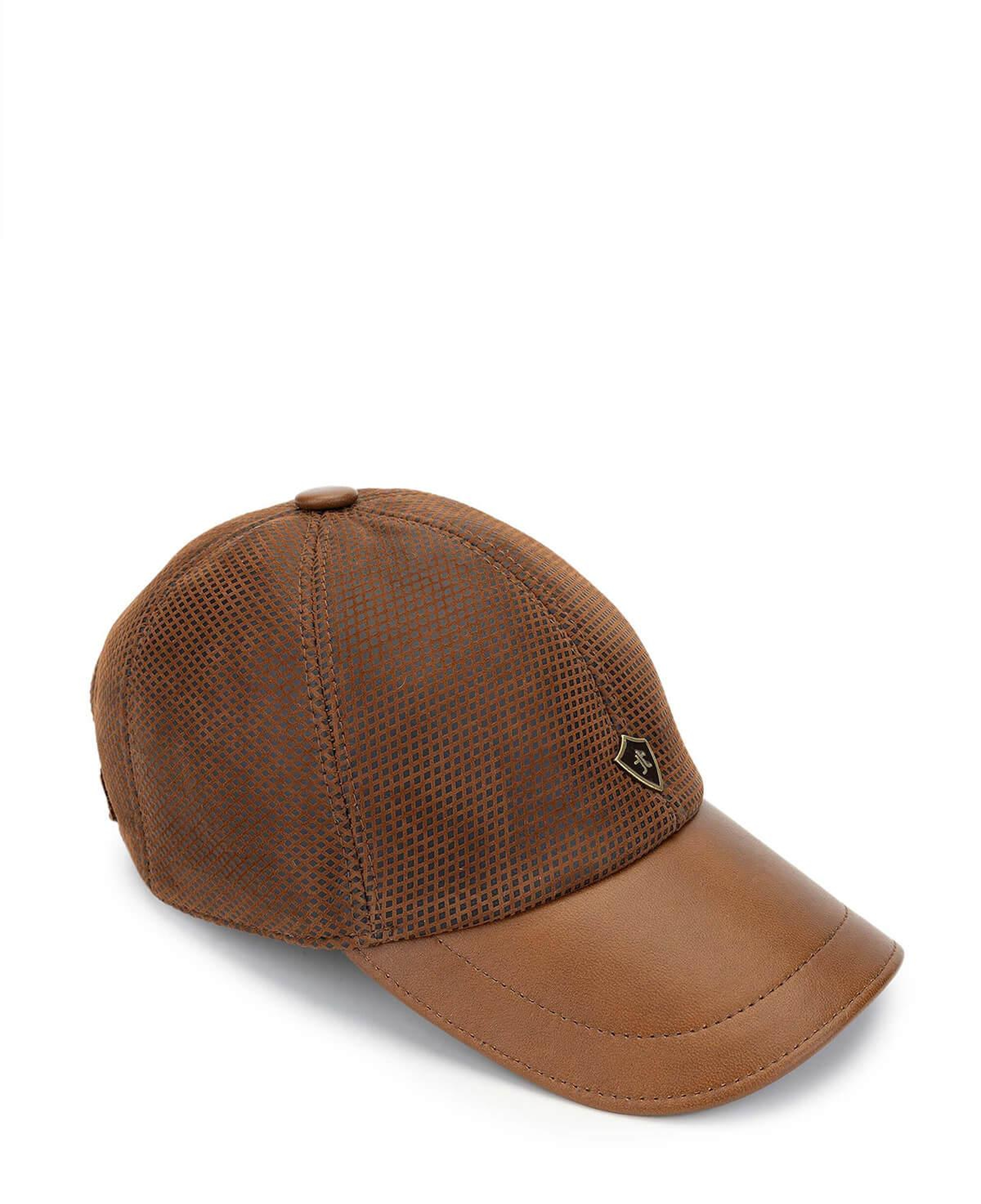 Tamer Tanca Erkek Deri & Tekstil Taba Beyzbol Şapka