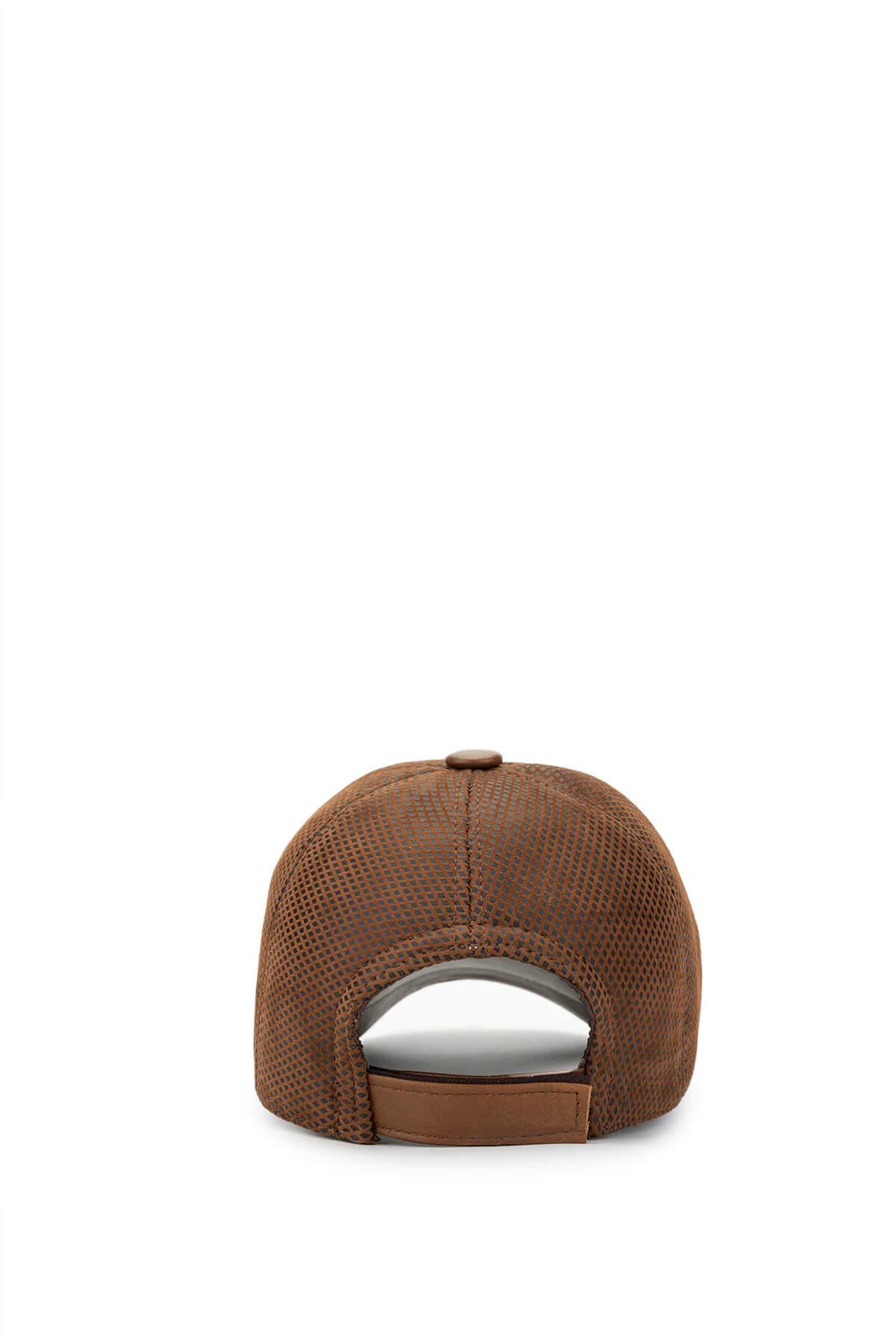 Tamer Tanca Erkek Deri & Tekstil Taba Beyzbol Şapka