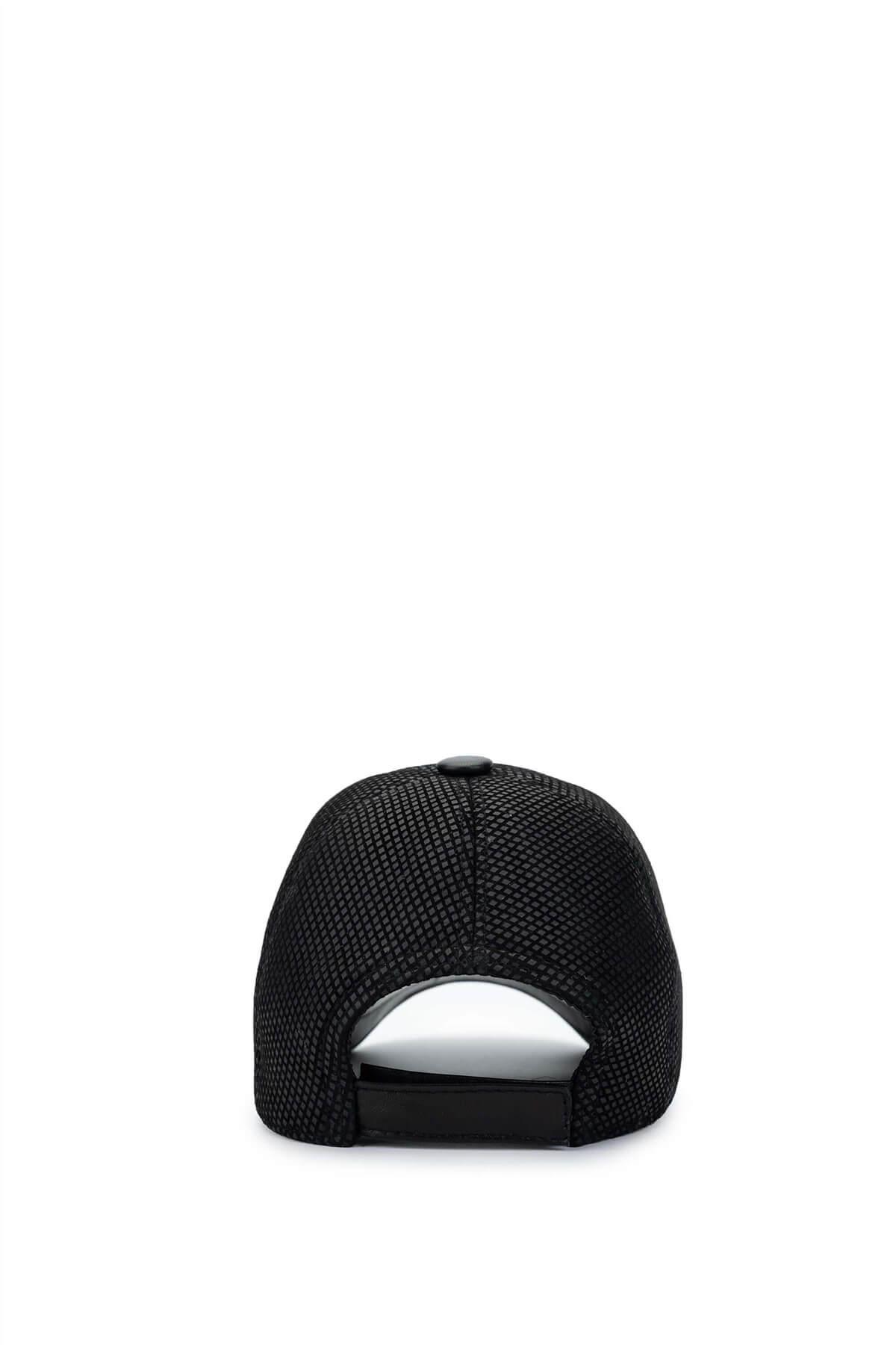 Tamer Tanca Erkek Deri & Tekstil Siyah Beyzbol Şapka