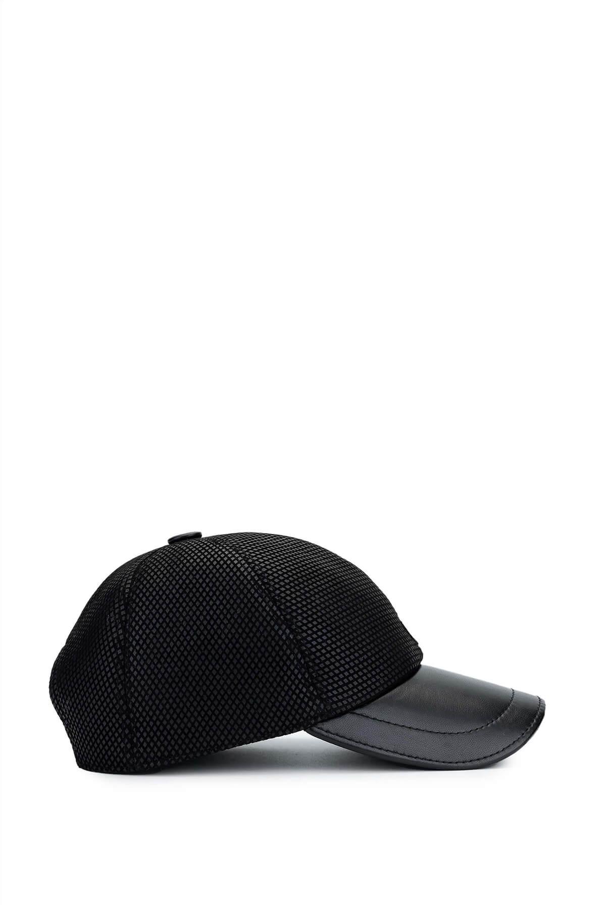 Tamer Tanca Erkek Deri & Tekstil Siyah Beyzbol Şapka