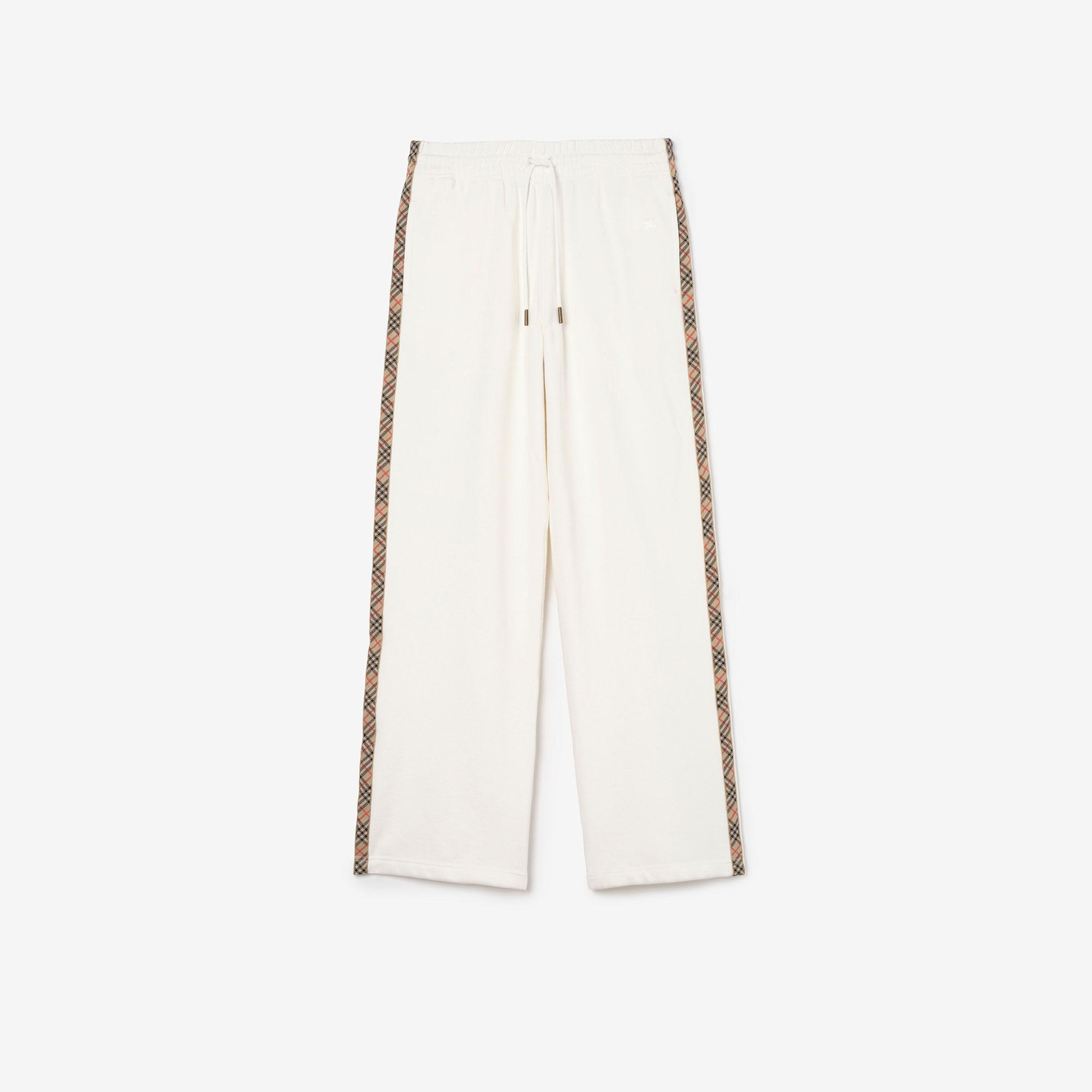 Burberry Check Trim Cotton Track Kadın Beyaz Eşofman Altı