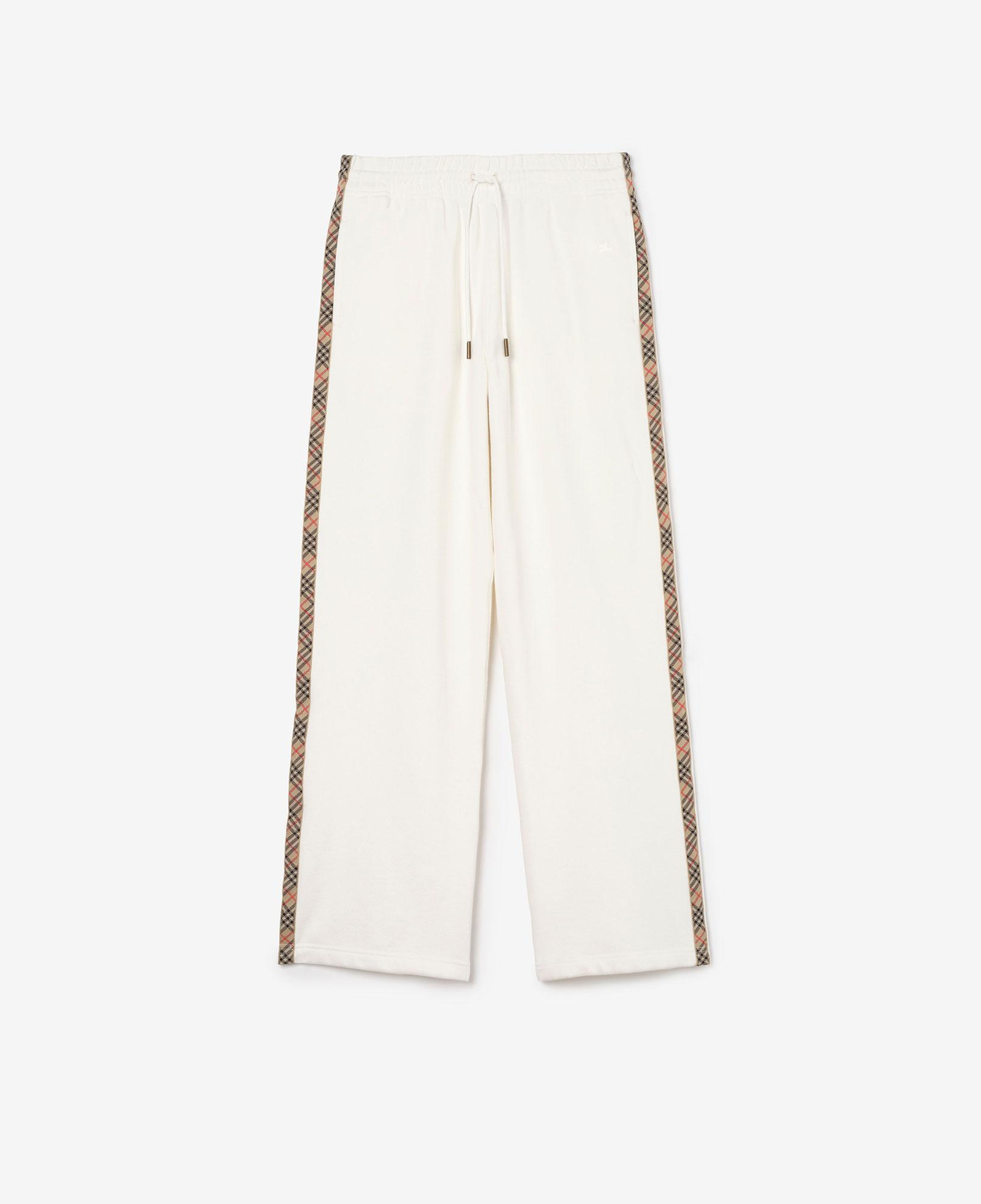 Burberry Check Trim Cotton Track Kadın Beyaz Eşofman Altı