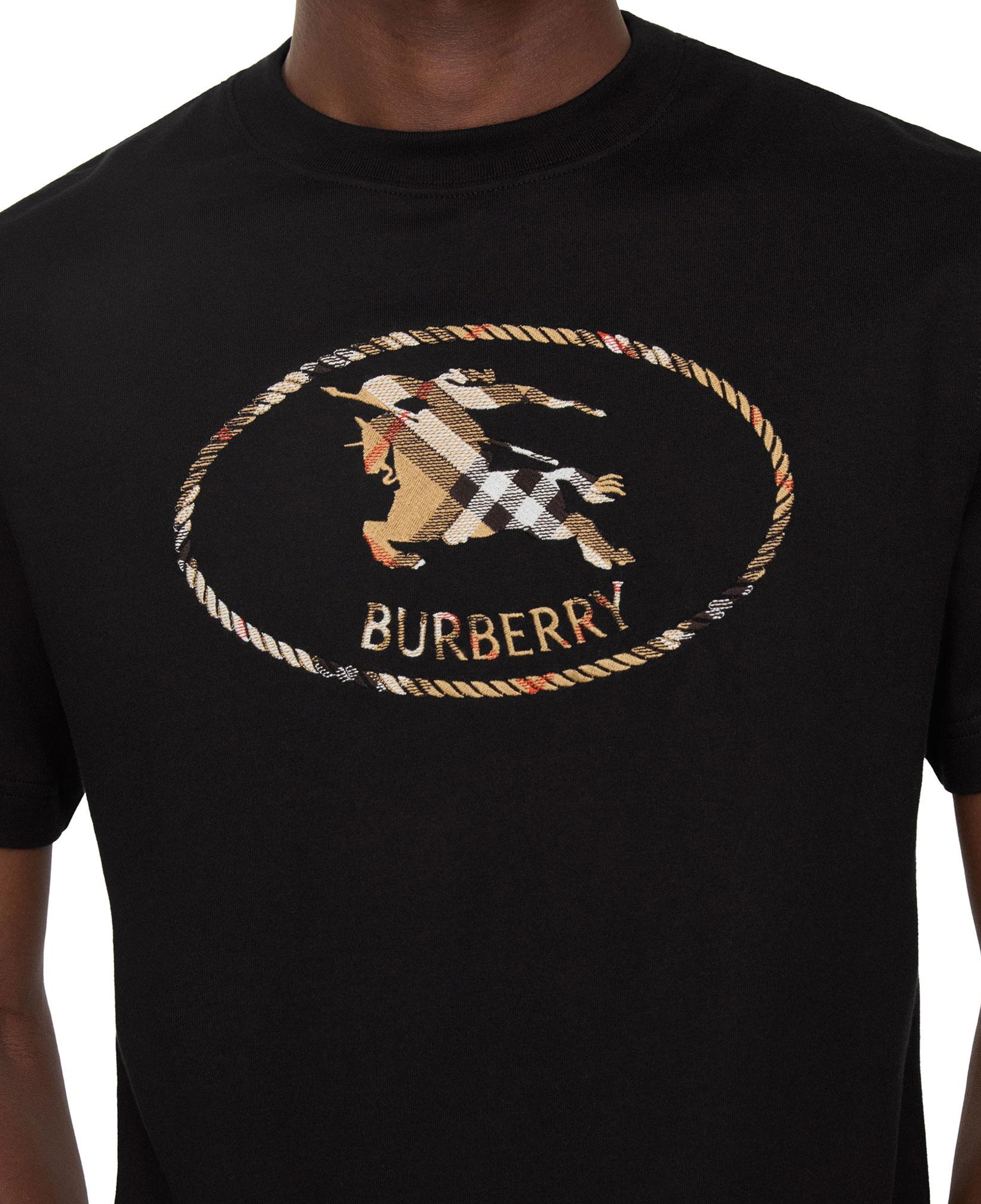 Burberry Check Knight Stamp Cotton Erkek Siyah T-Shirt