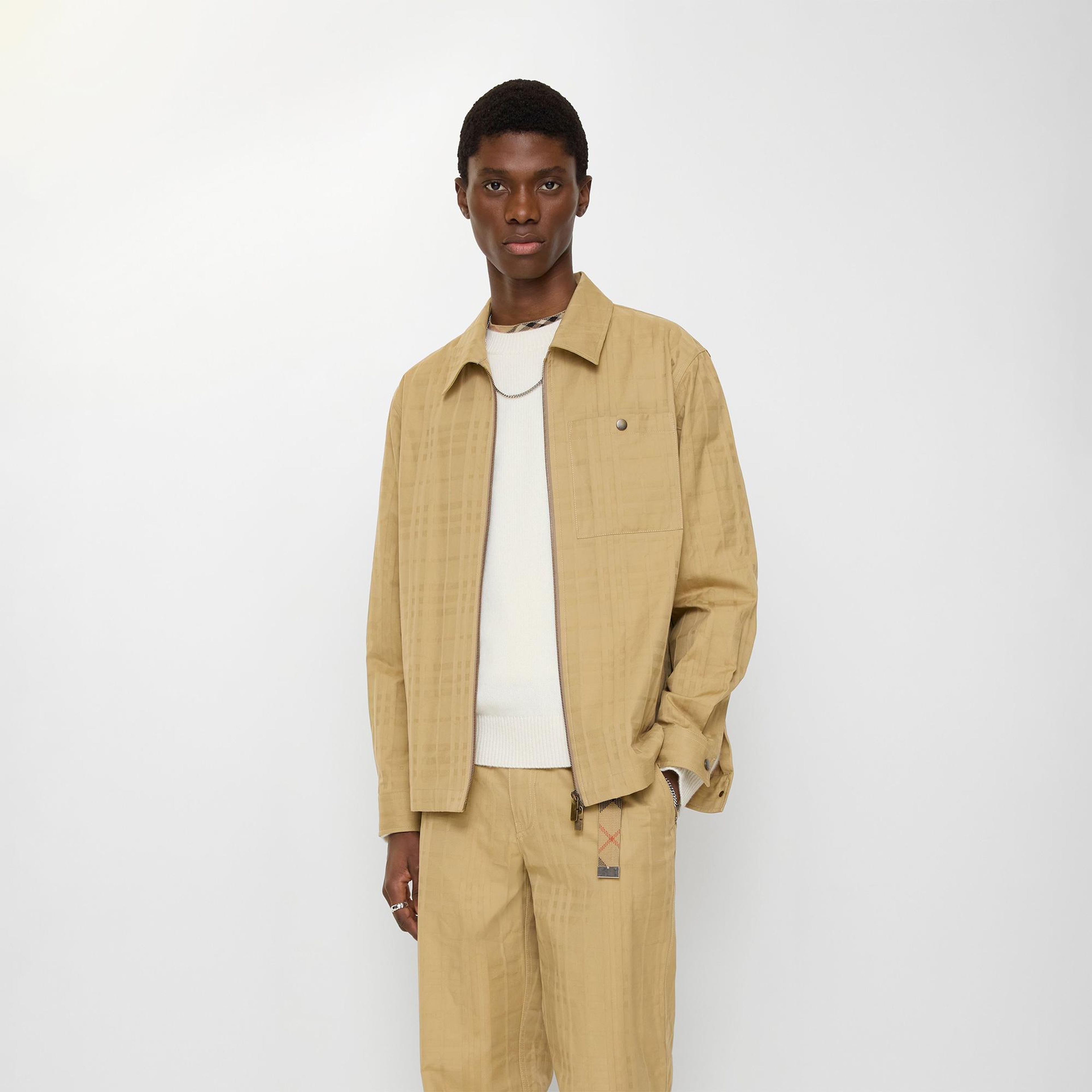 Burberry Check Cotton Zip Erkek Kahverengi Gömlek