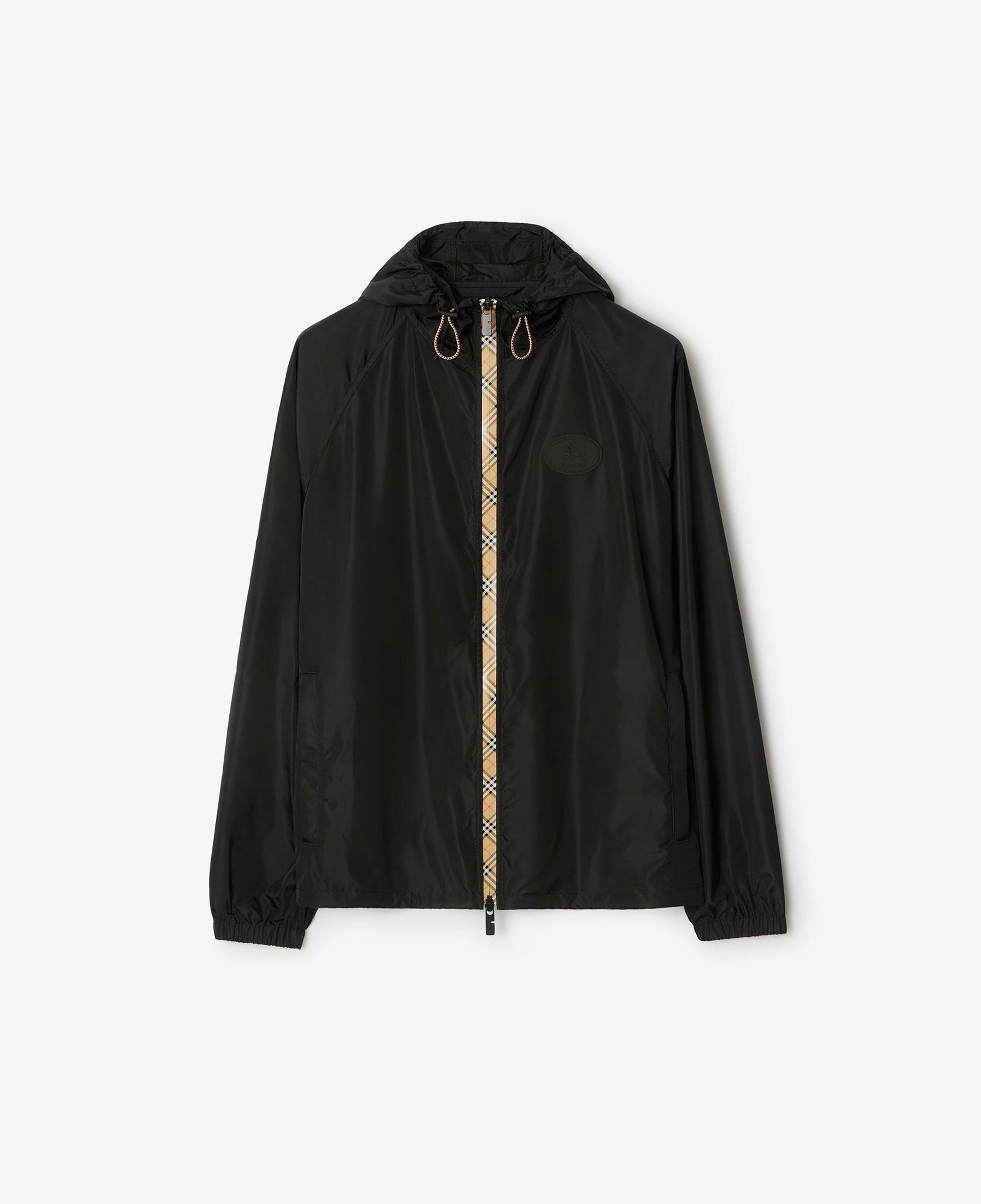 Burberry Checker-Tape Nylon Hooded Erkek Siyah Mont