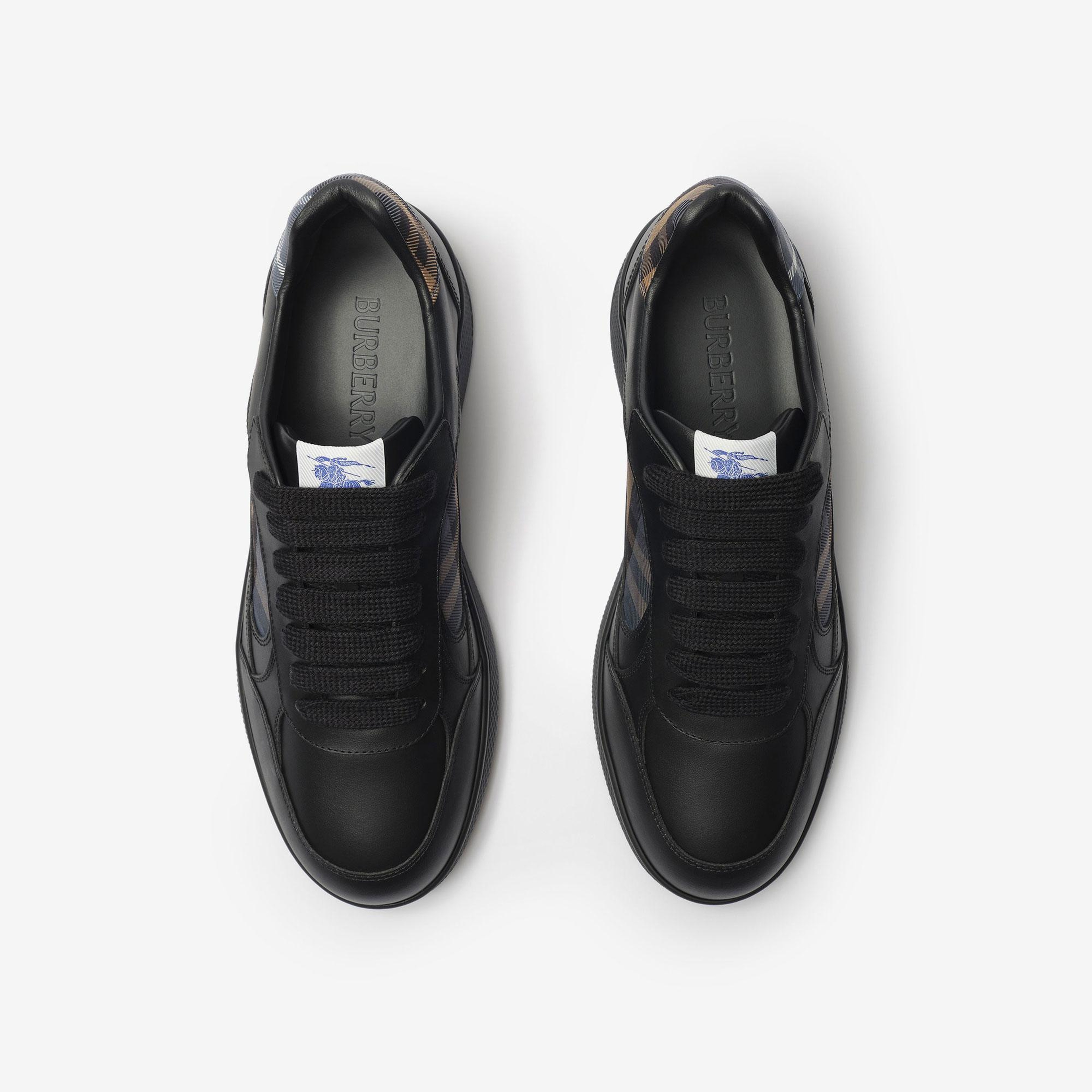 Burberry Leather And Check Terrace Erkek Siyah Sneaker