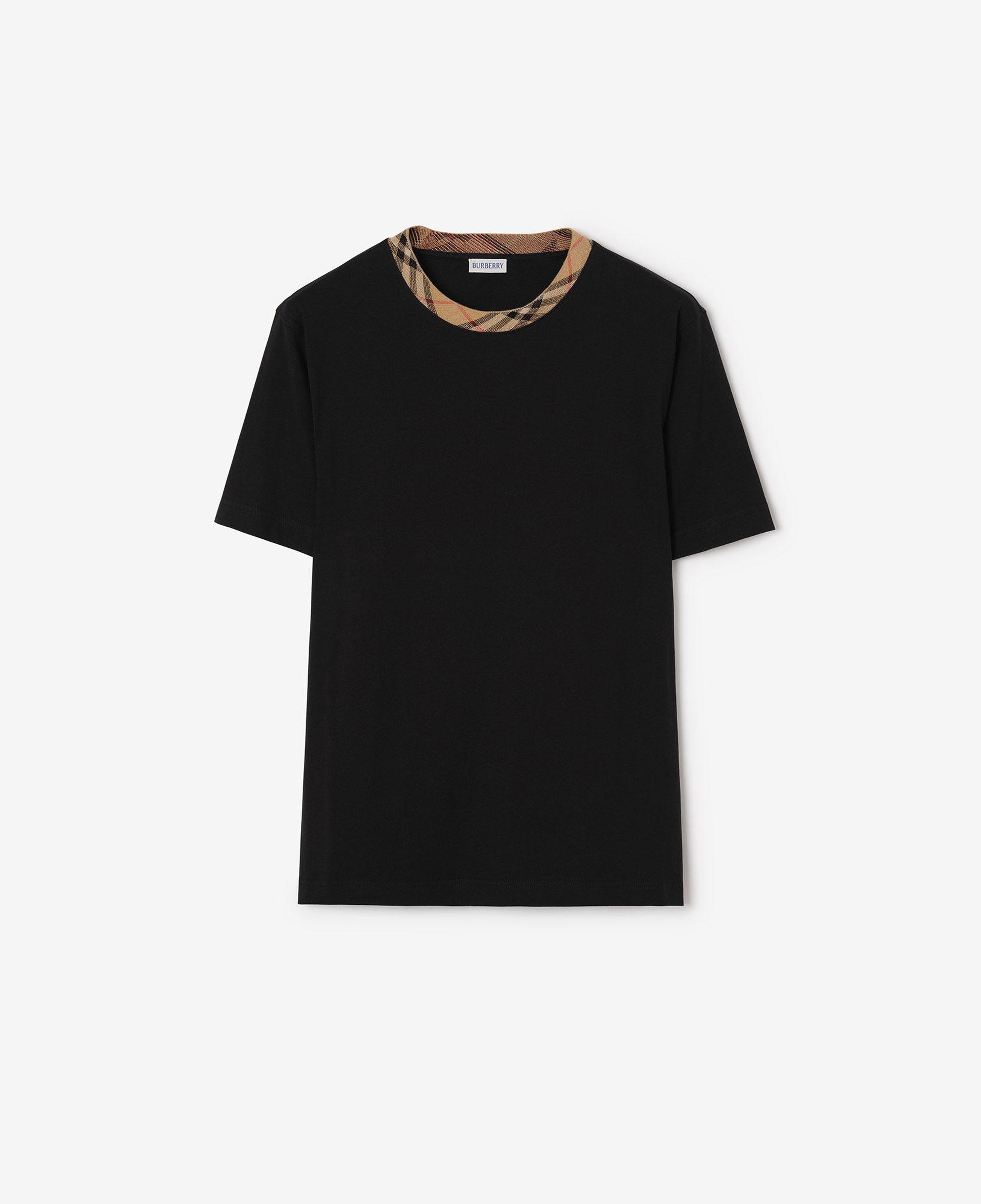 Burberry Check Trim Cotton Erkek Siyah T-Shirt