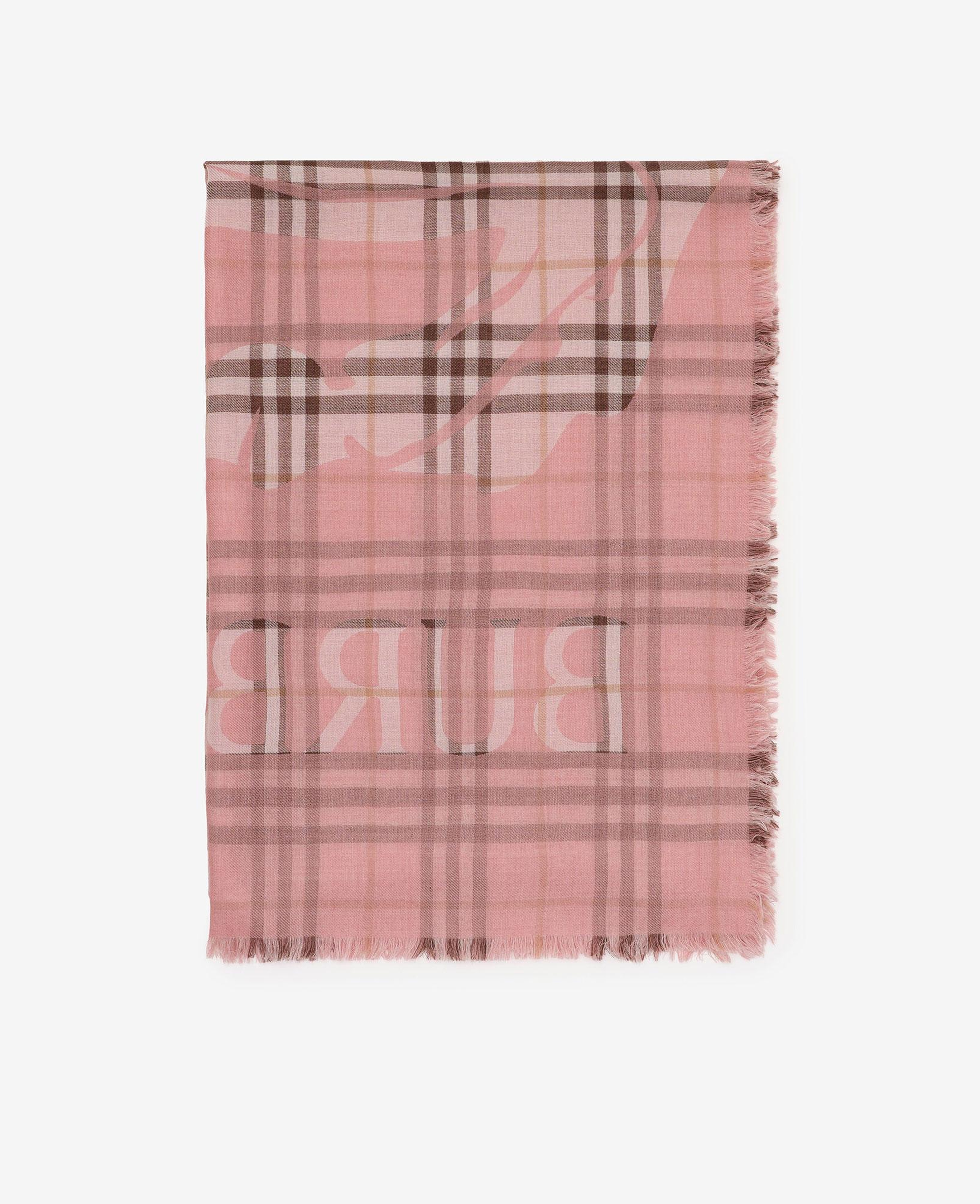 Burberry Wide Ekd Check Wool Silk Kadın Pembe Atkı