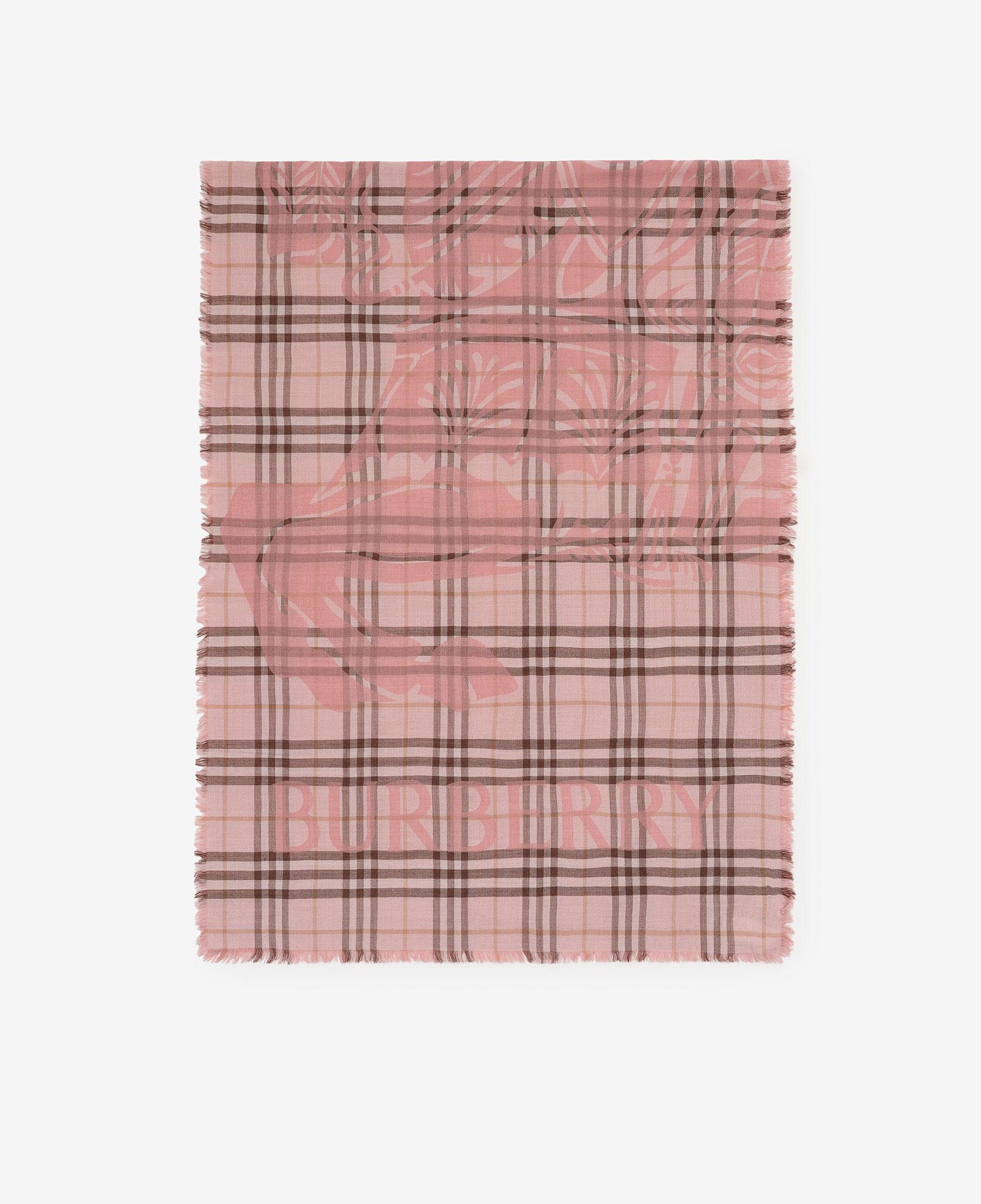 Burberry Wide Ekd Check Wool Silk Kadın Pembe Atkı