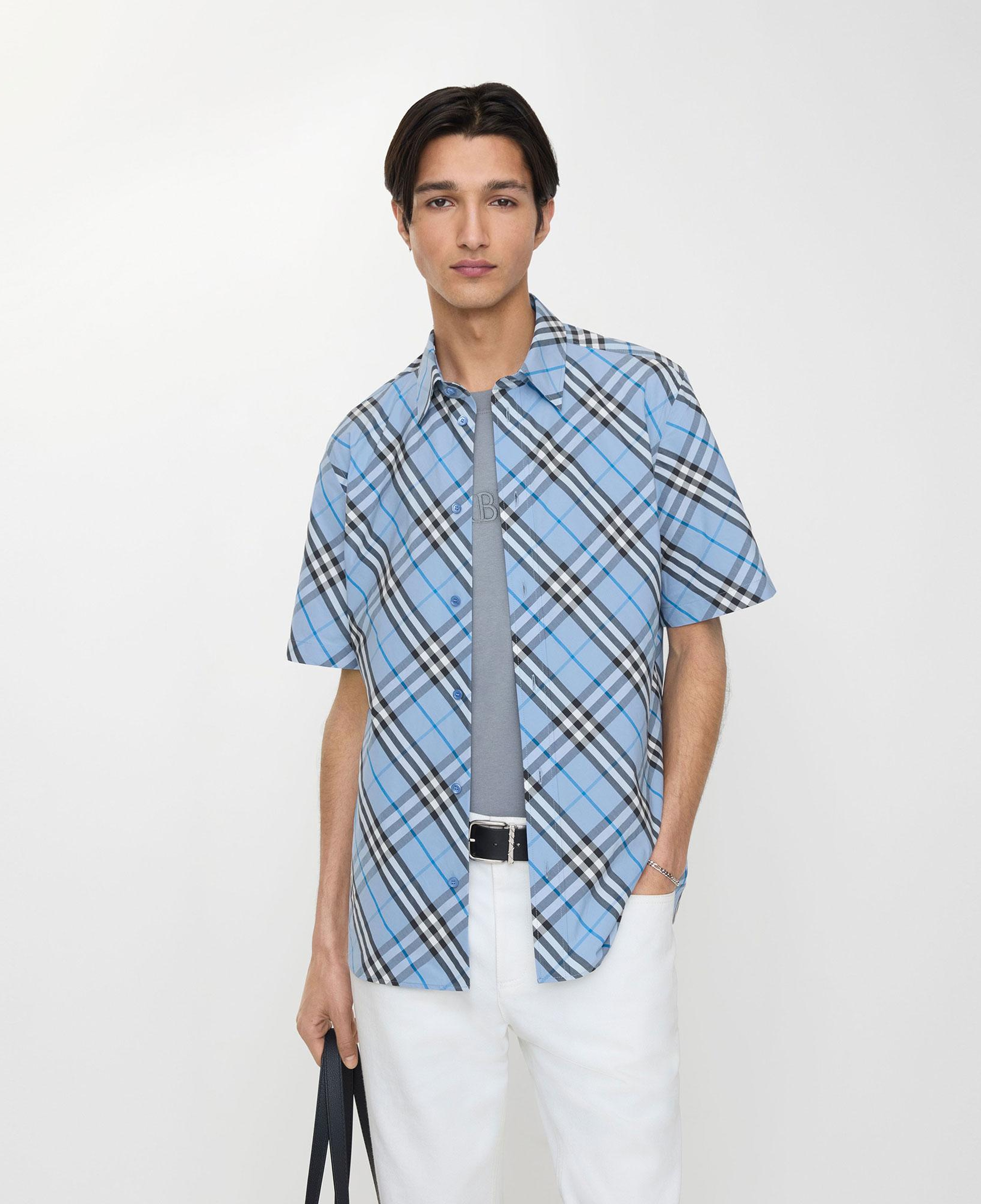 Burberry Regular Fit Check Cotton Erkek Mavi Gömlek