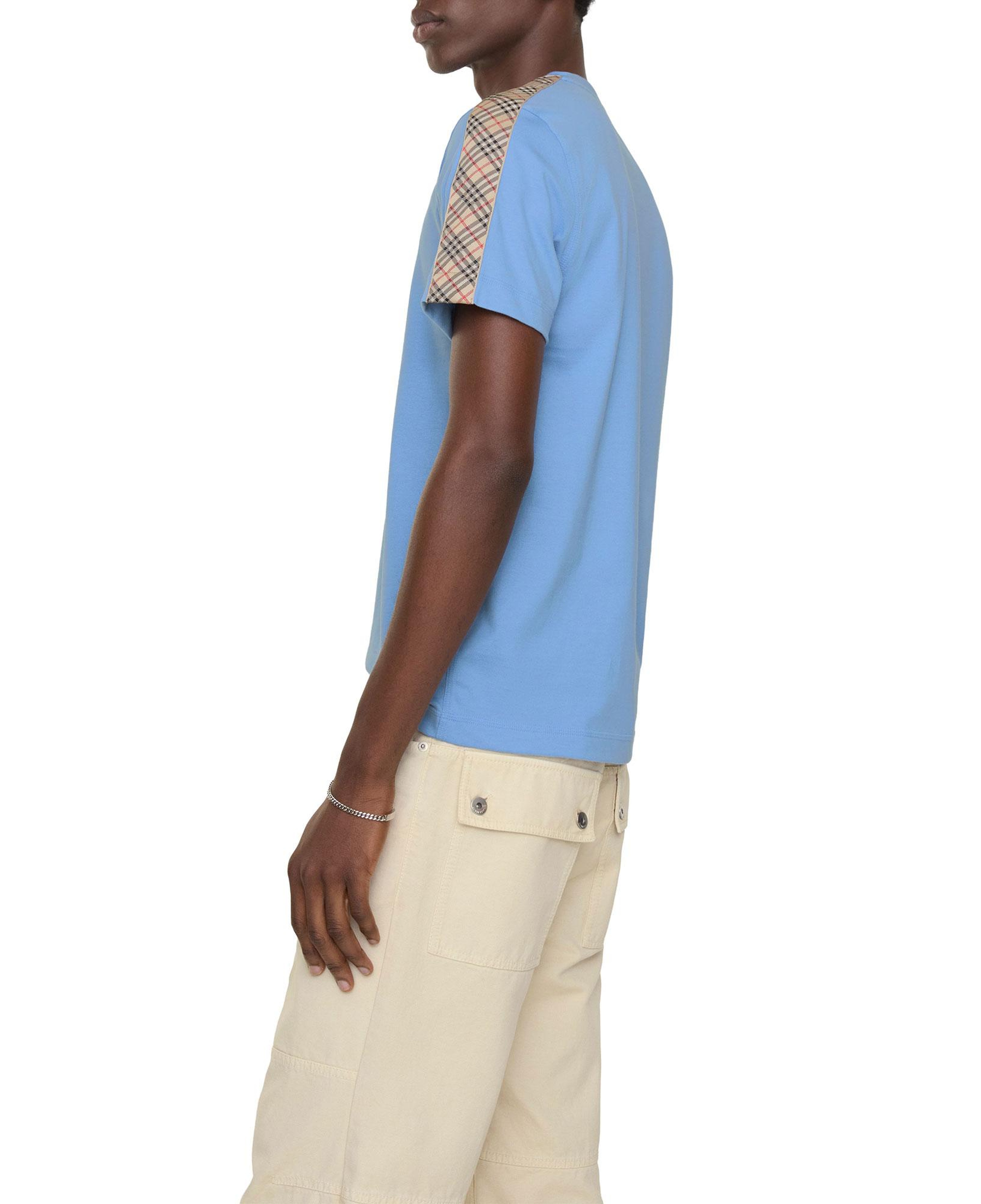 Burberry Check Trim Cotton Erkek Mavi T-Shirt