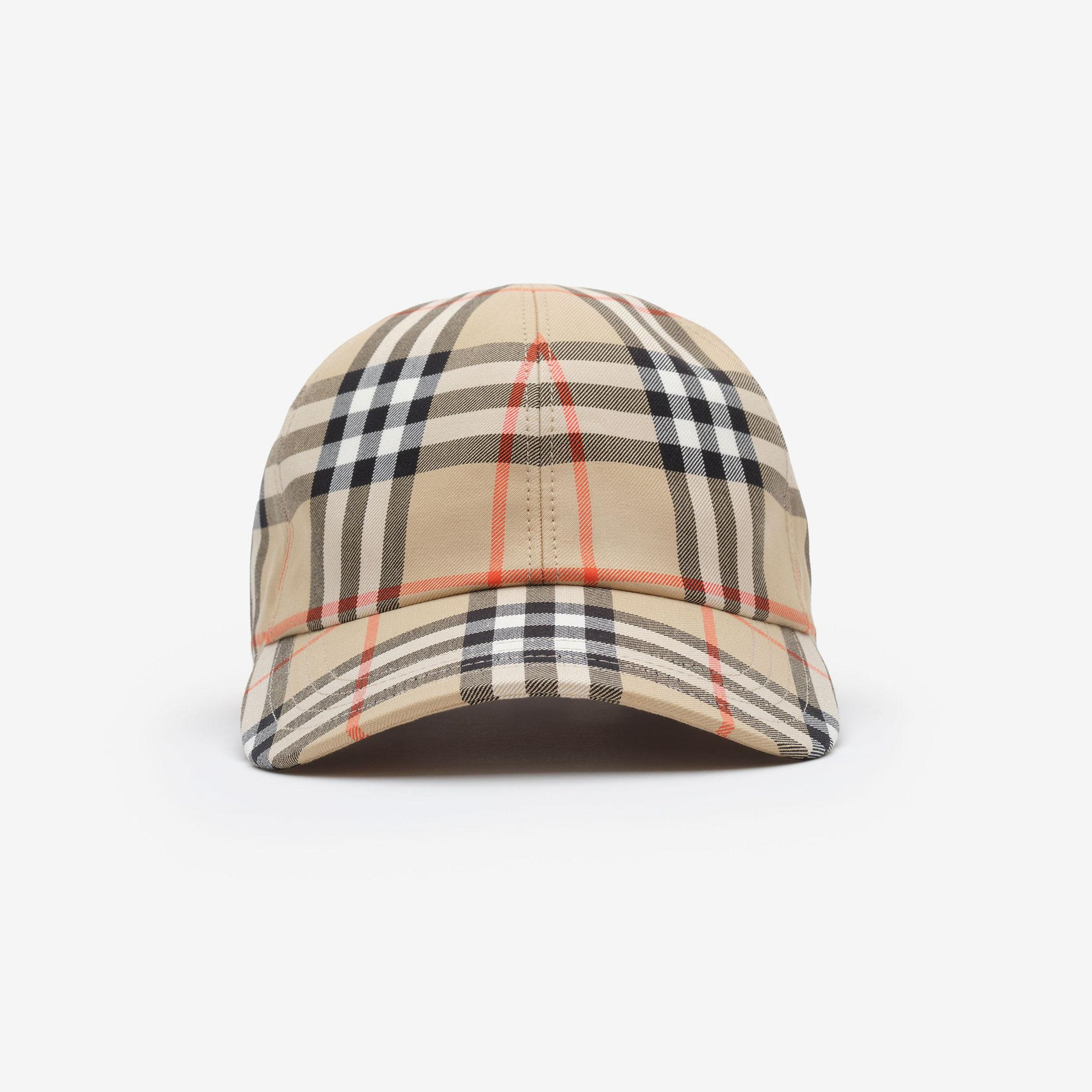 Burberry Check Cotton Baseball Erkek Bej Şapka