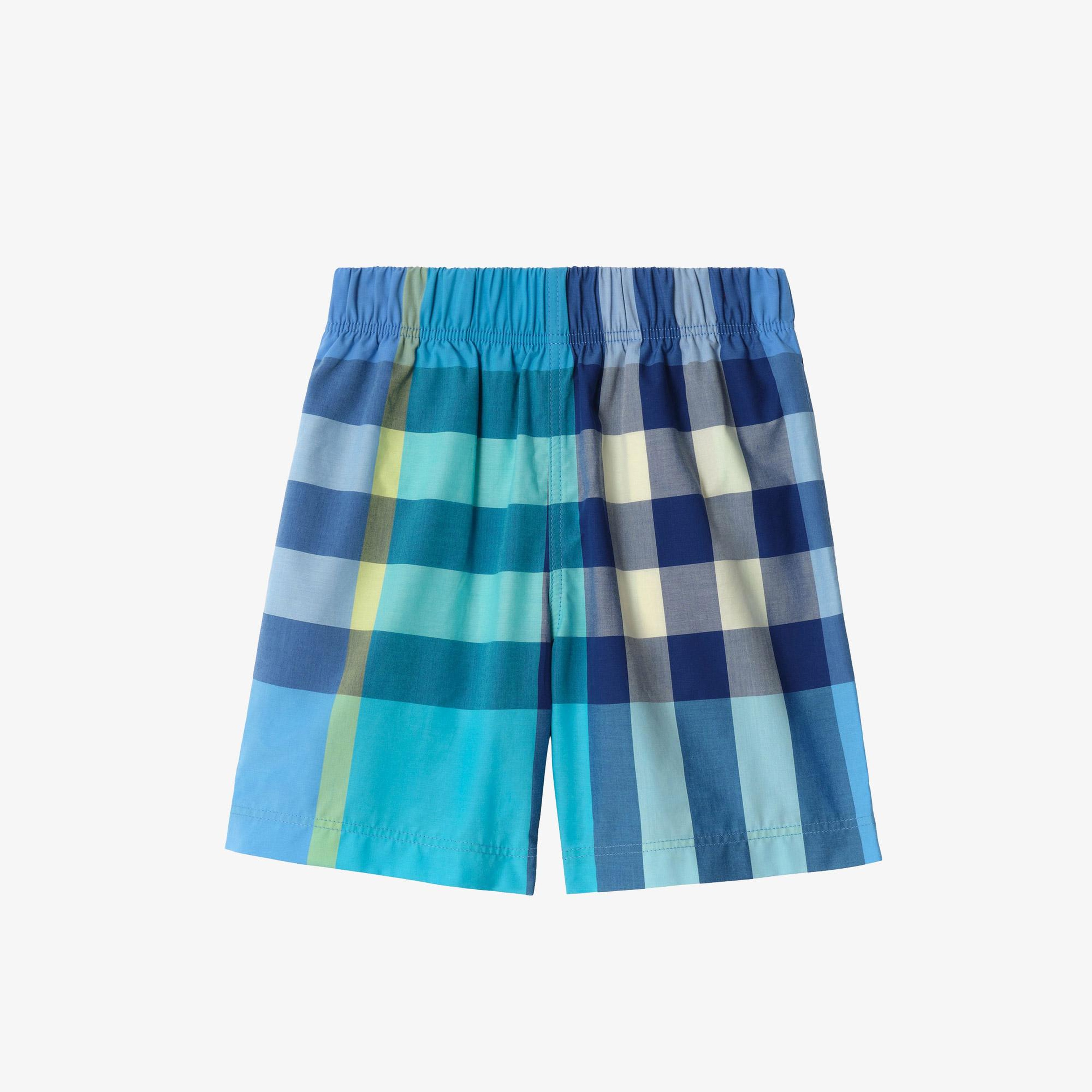 Burberry Check Cotton Çocuk Mavi Şort