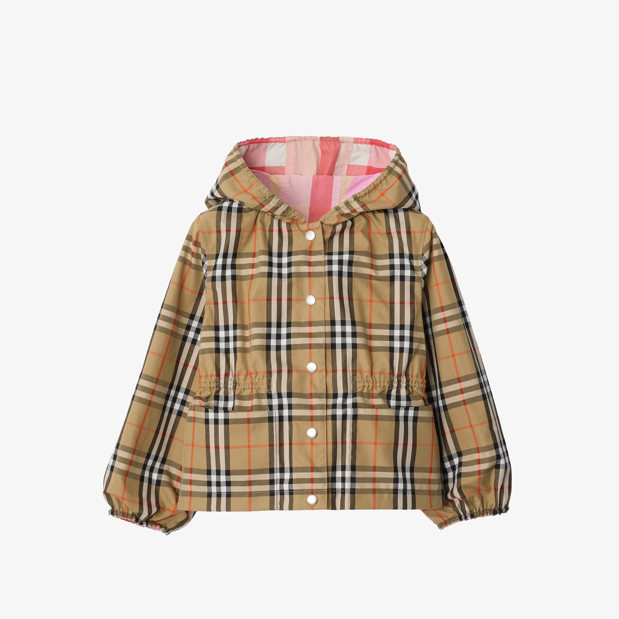 Burberry Reversible Check Nylon Hooded Çocuk Pembe Mont