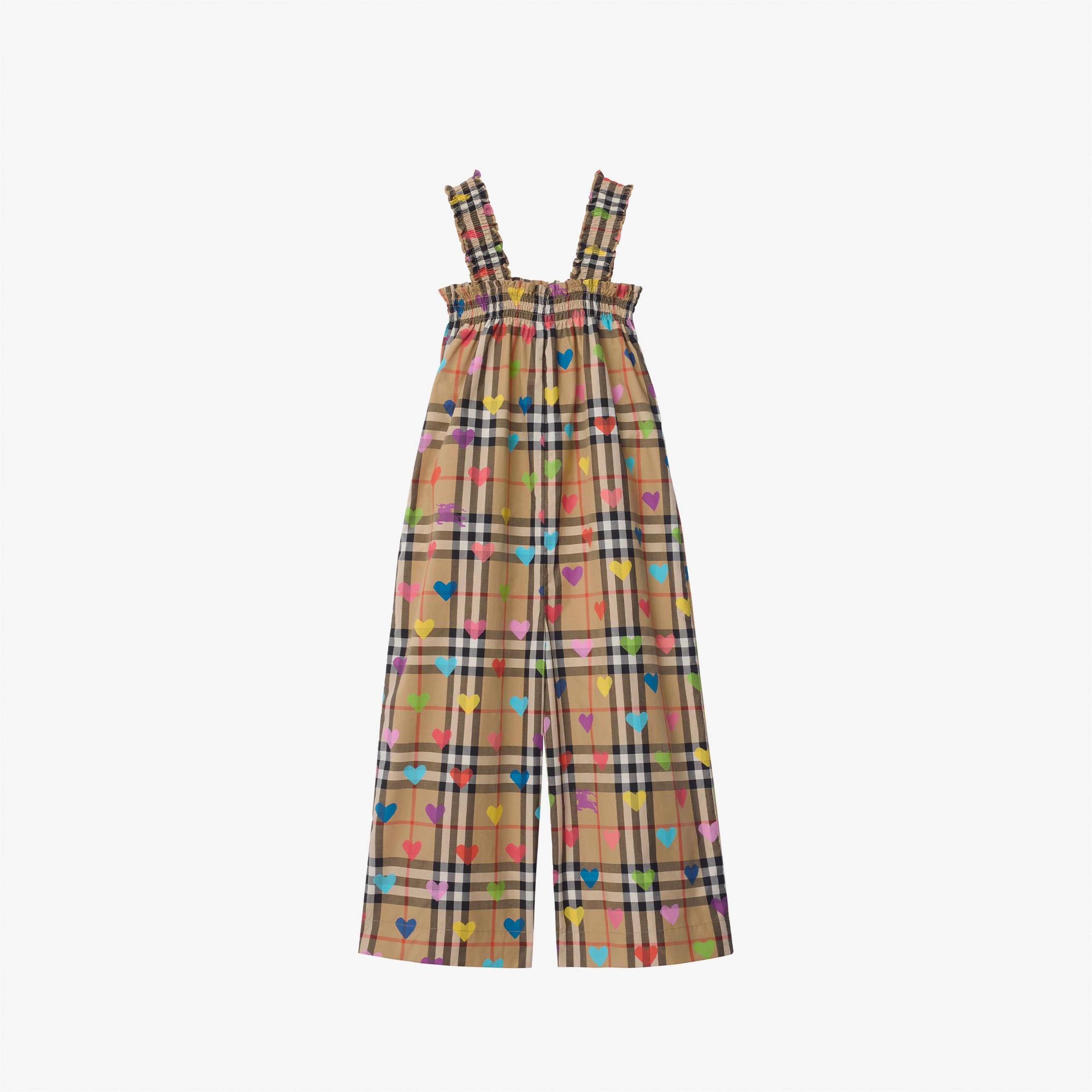 Burberry Heart Check Cotton Çocuk Bej Bebek Seti