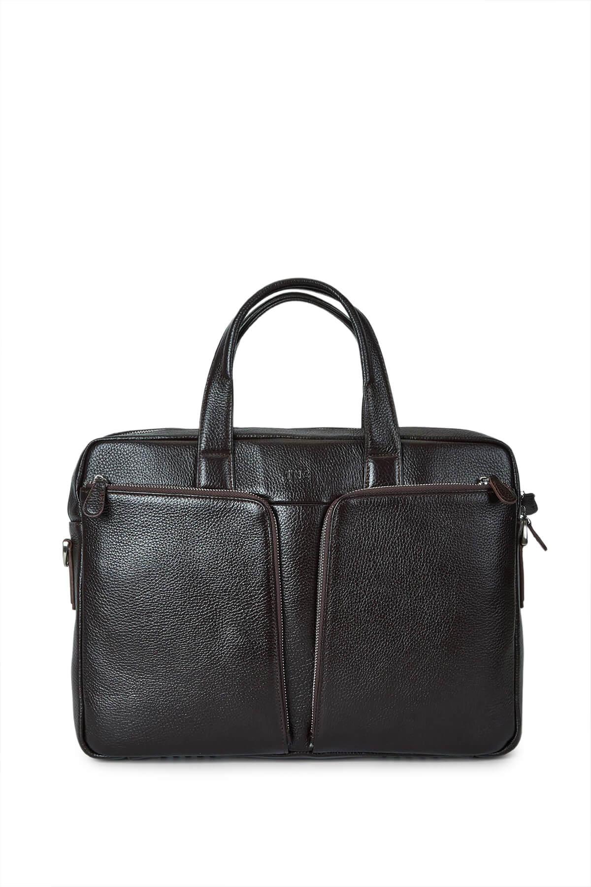 Tamer Tanca Erkek Hakiki Deri Kahverengi Evrak Çantası