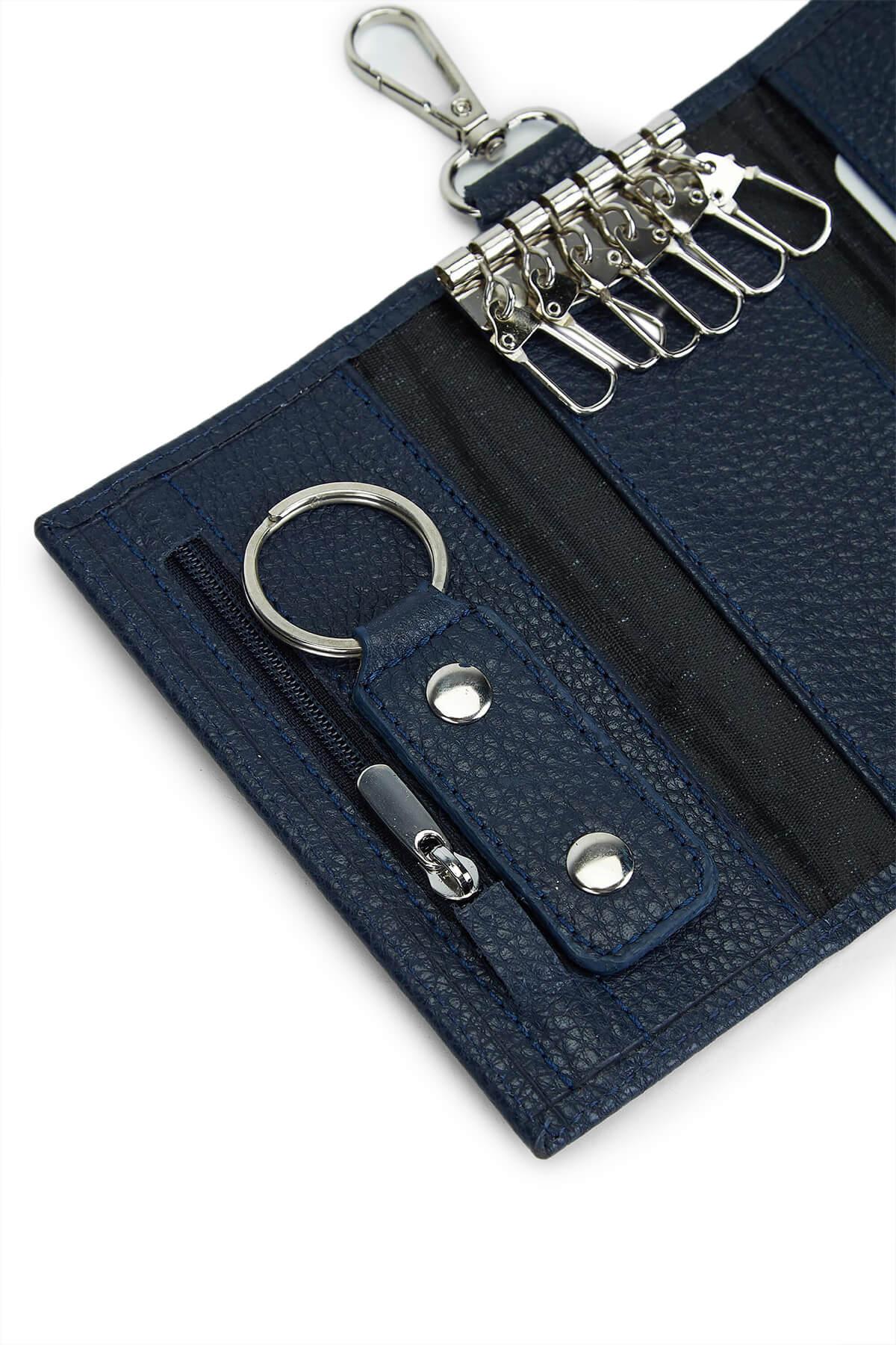 Tamer Tanca Erkek Hakiki Deri Lacivert Anahtarlık
