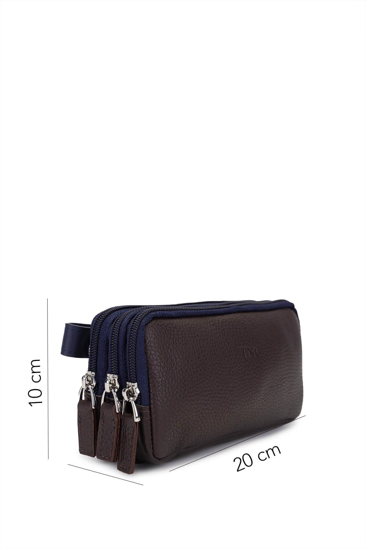 Tamer Tanca Erkek Hakiki Deri Kahverengi El Çantası