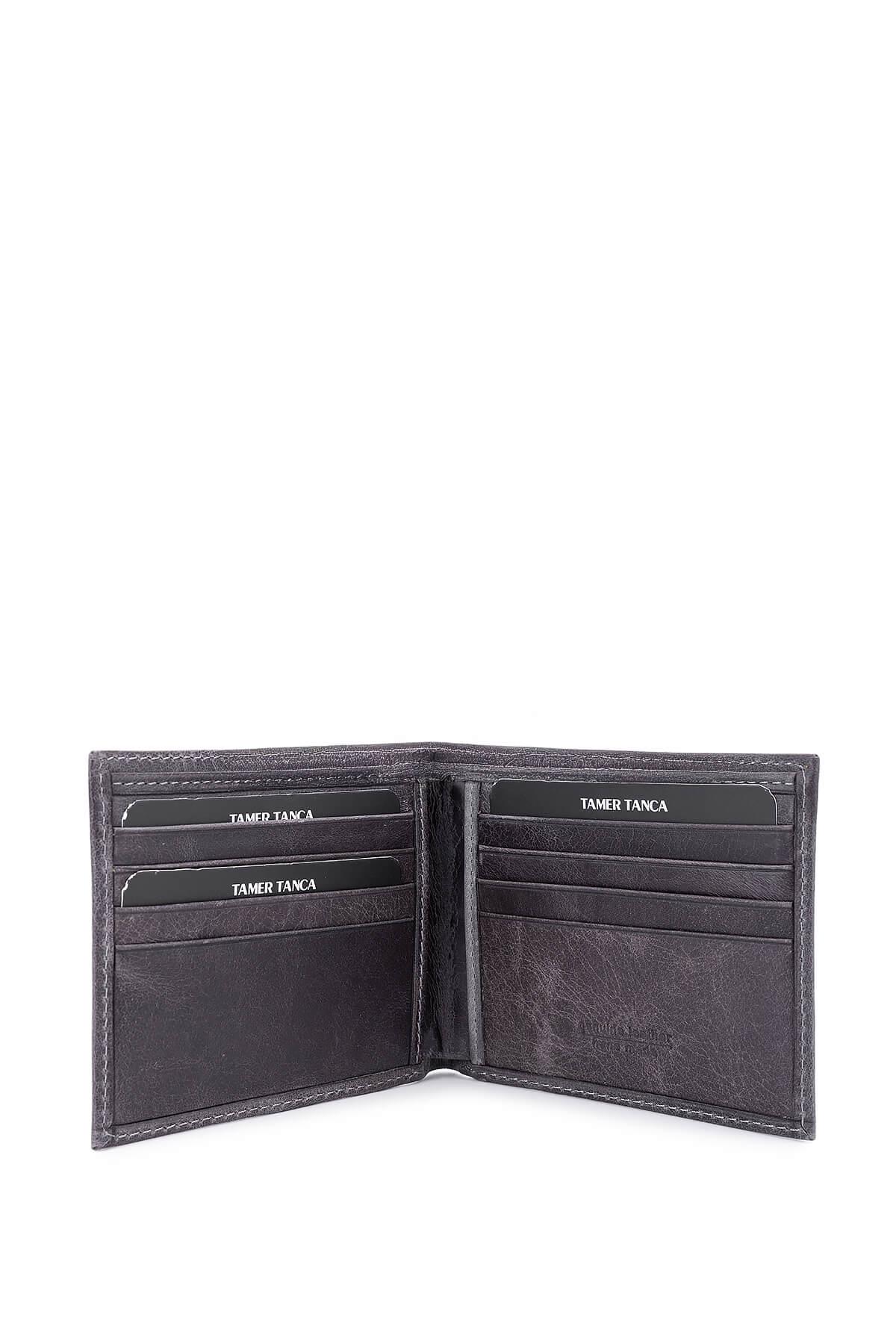 Tamer Tanca Erkek Hakiki Deri Gri Cüzdan