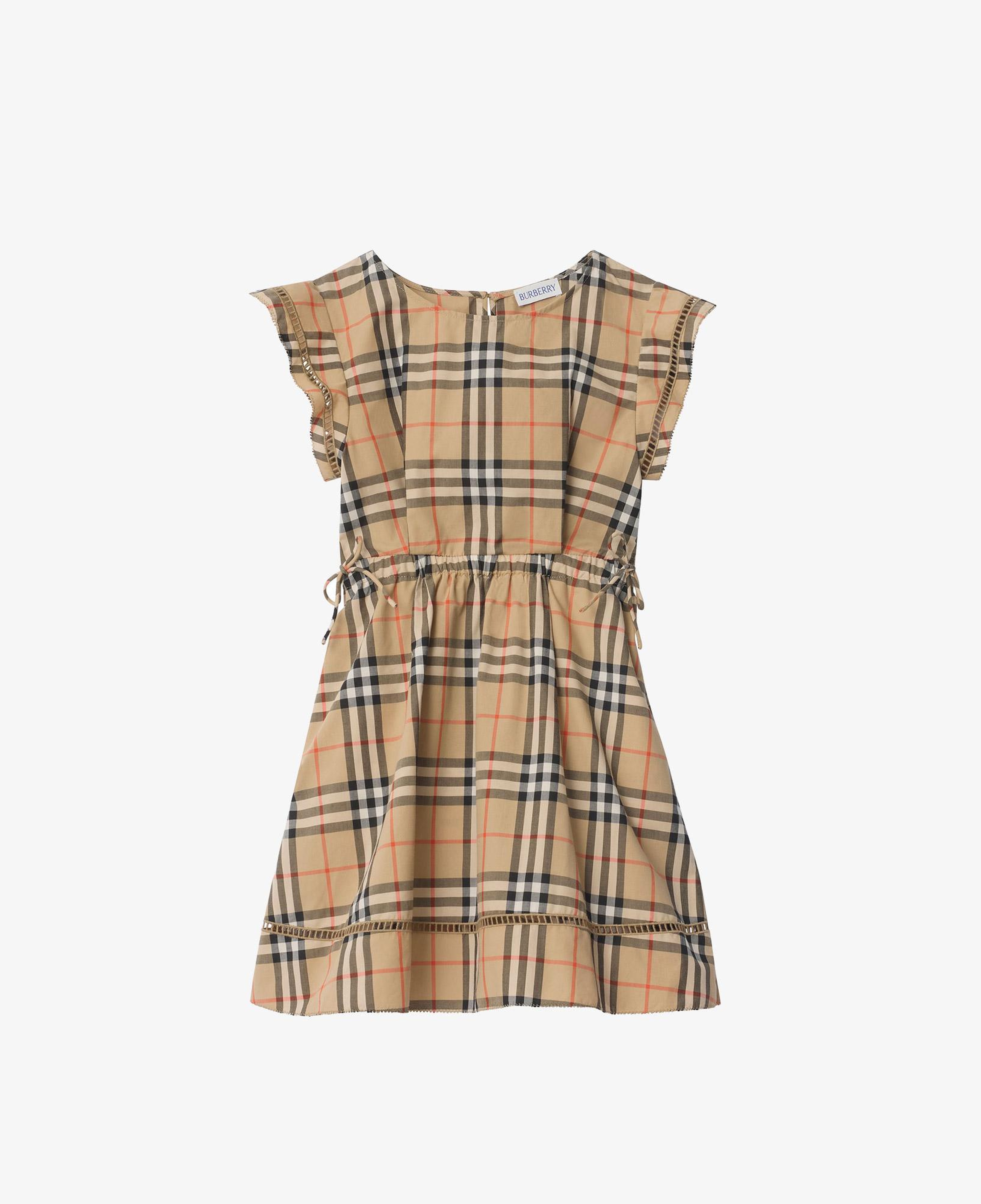 Burberry Check Cotton Çocuk Bej Elbise