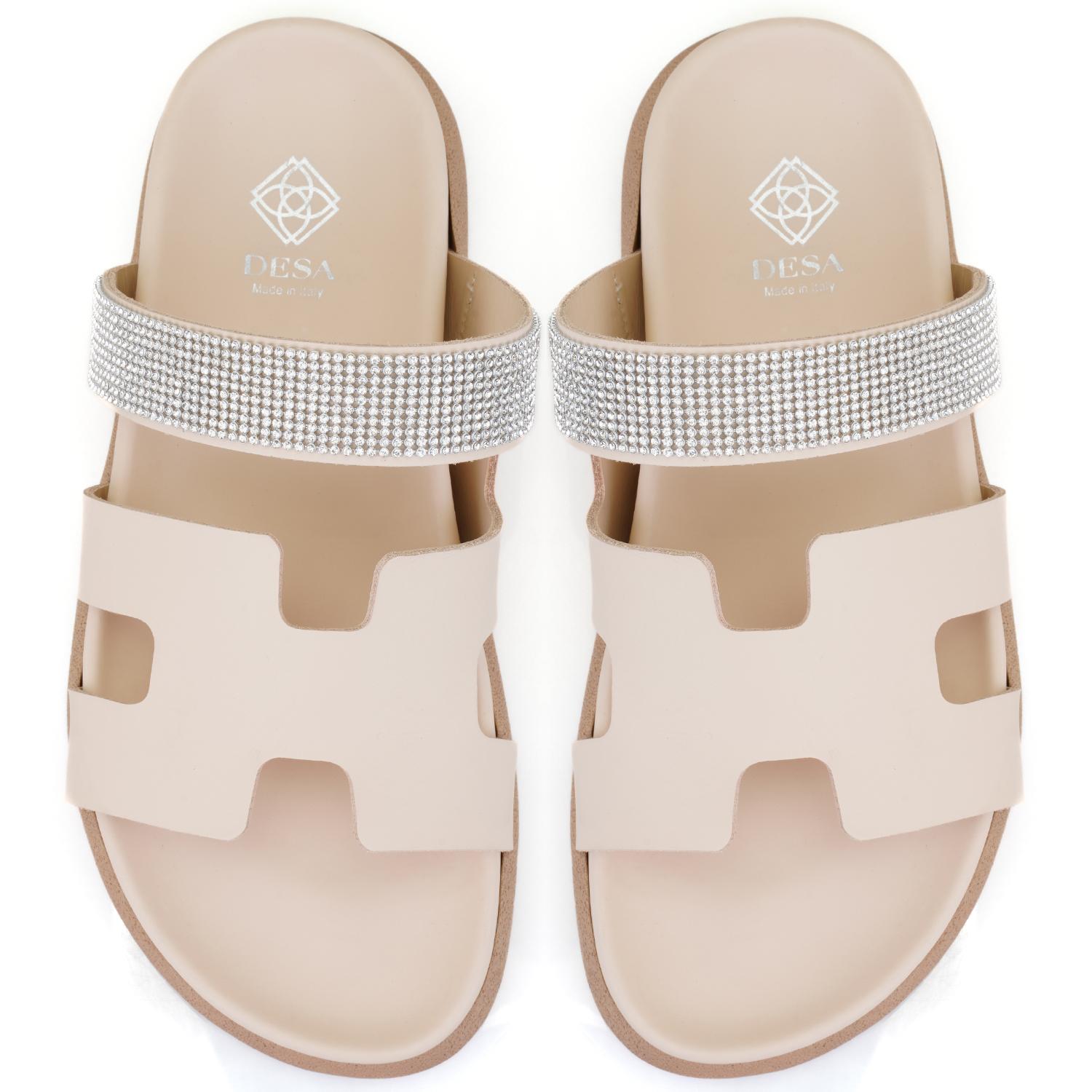 Fanetta Bej Kadın DesaComfort Tabanlı Deri Terlik