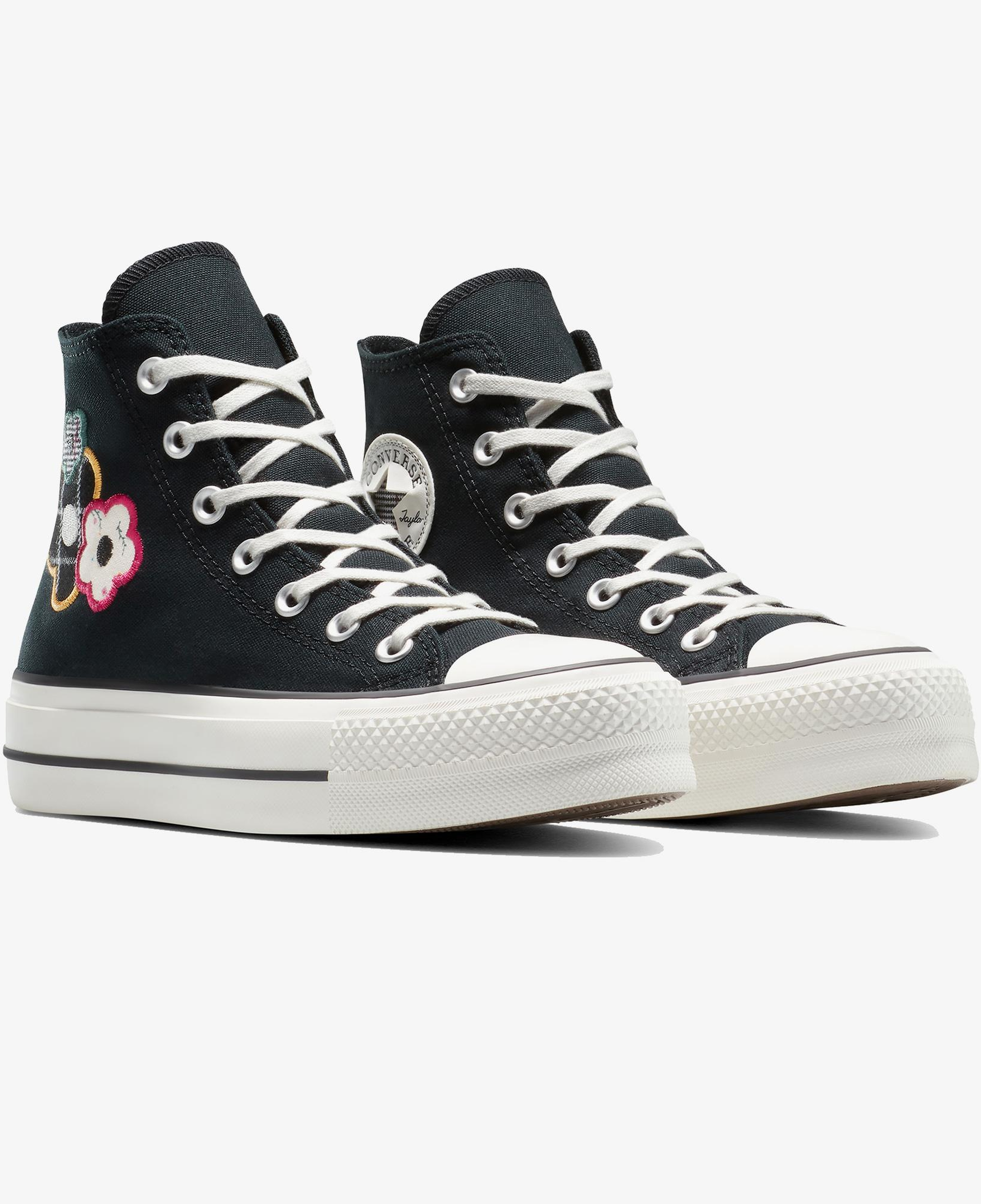 Converse Chuck Taylor All Star Lift Platform Floral Kadın Siyah Sneaker