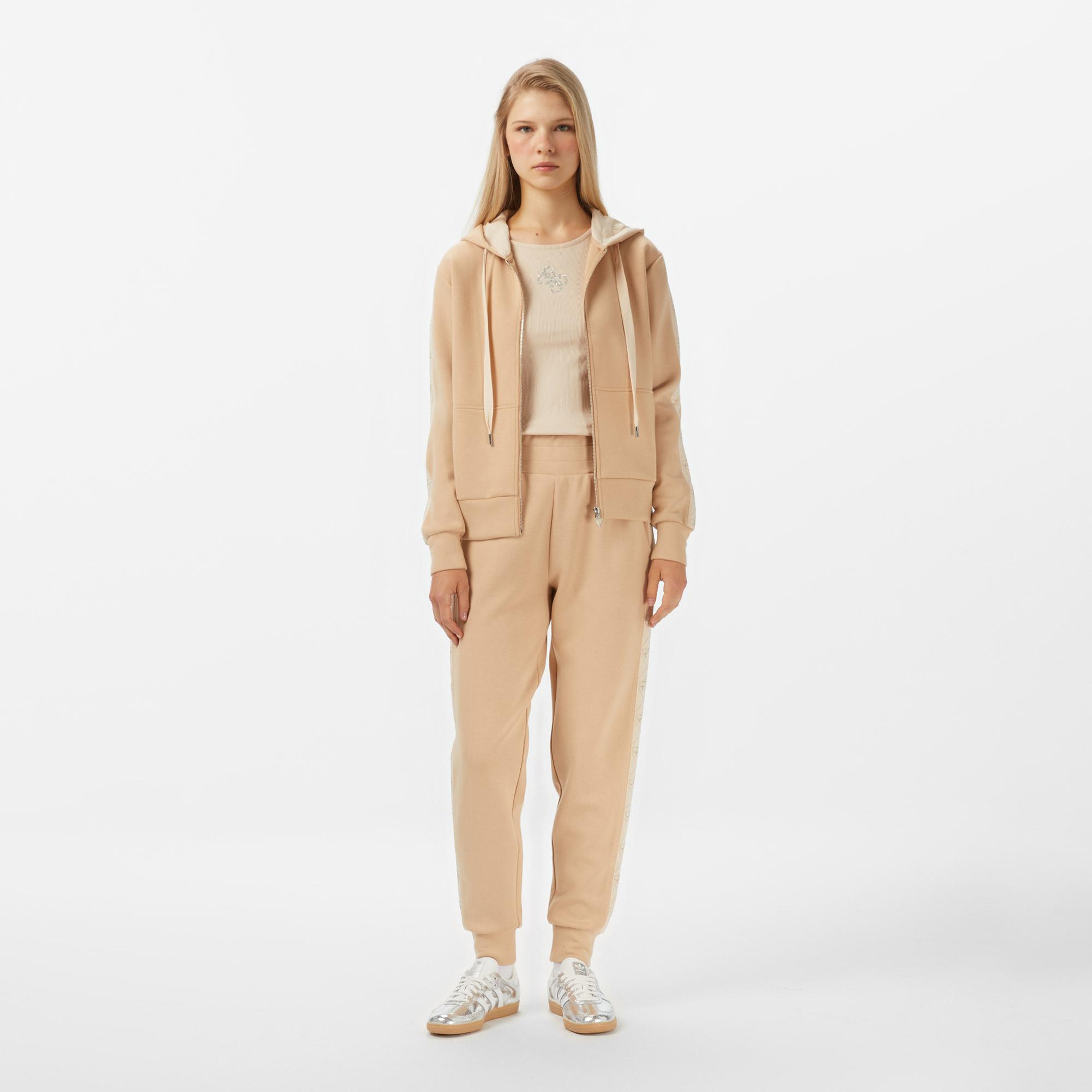 Guess New Hooded Scuba Kadın Bej Hoodie